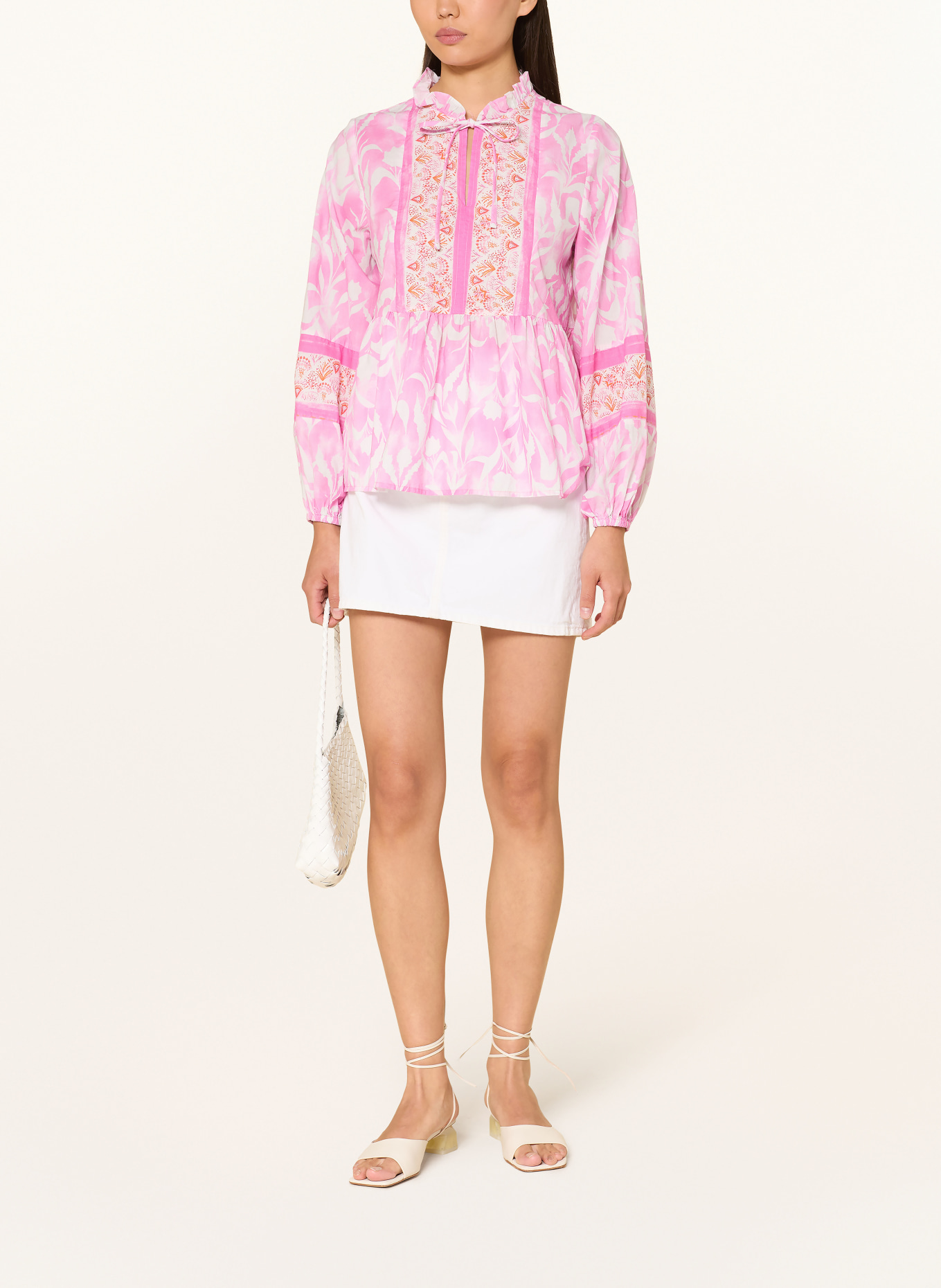 Emily VAN DEN BERGH Blusenshirt mit Rüschen: ROSA / WEISS