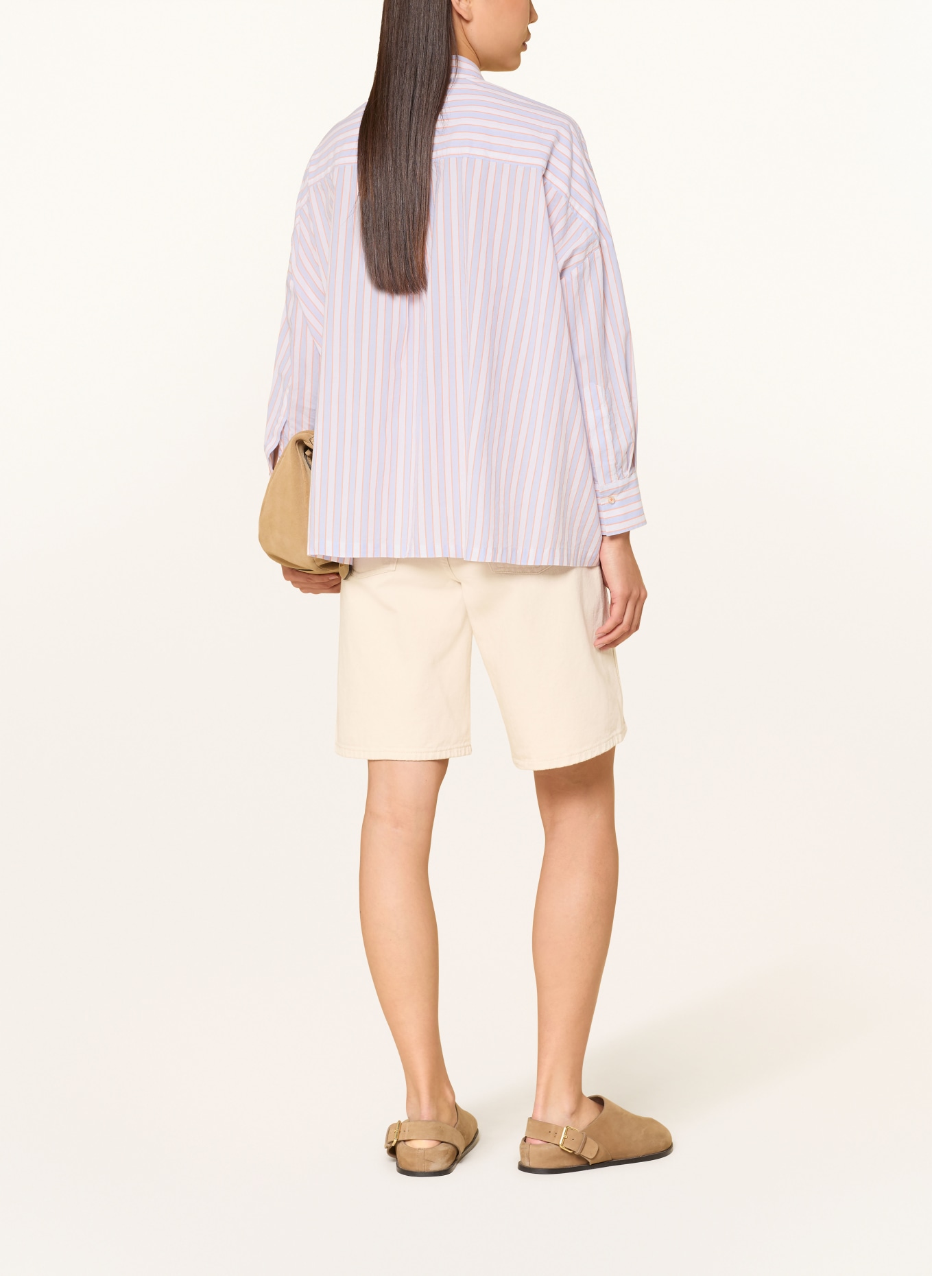 Emily VAN DEN BERGH shirt blouse: WHITE / LIGHT ORANGE / LIGHT BLUE