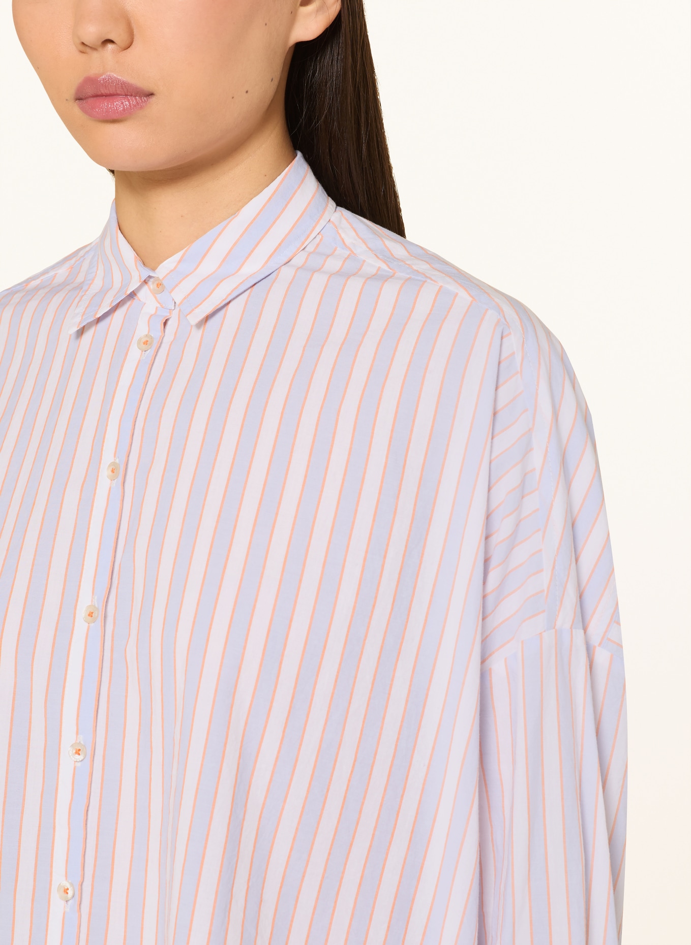 Emily VAN DEN BERGH shirt blouse: WHITE / LIGHT ORANGE / LIGHT BLUE