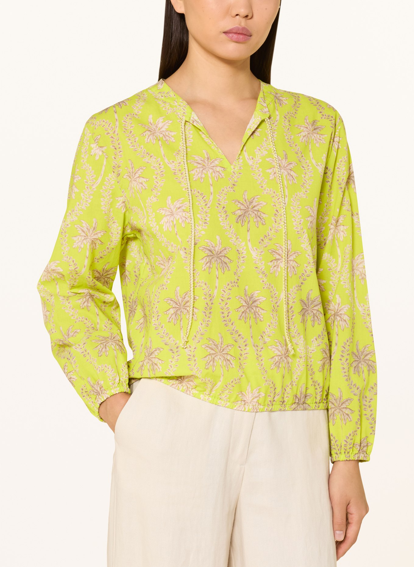 Emily VAN DEN BERGH Blouse shirt with glitter thread: NEON GREEN / BEIGE