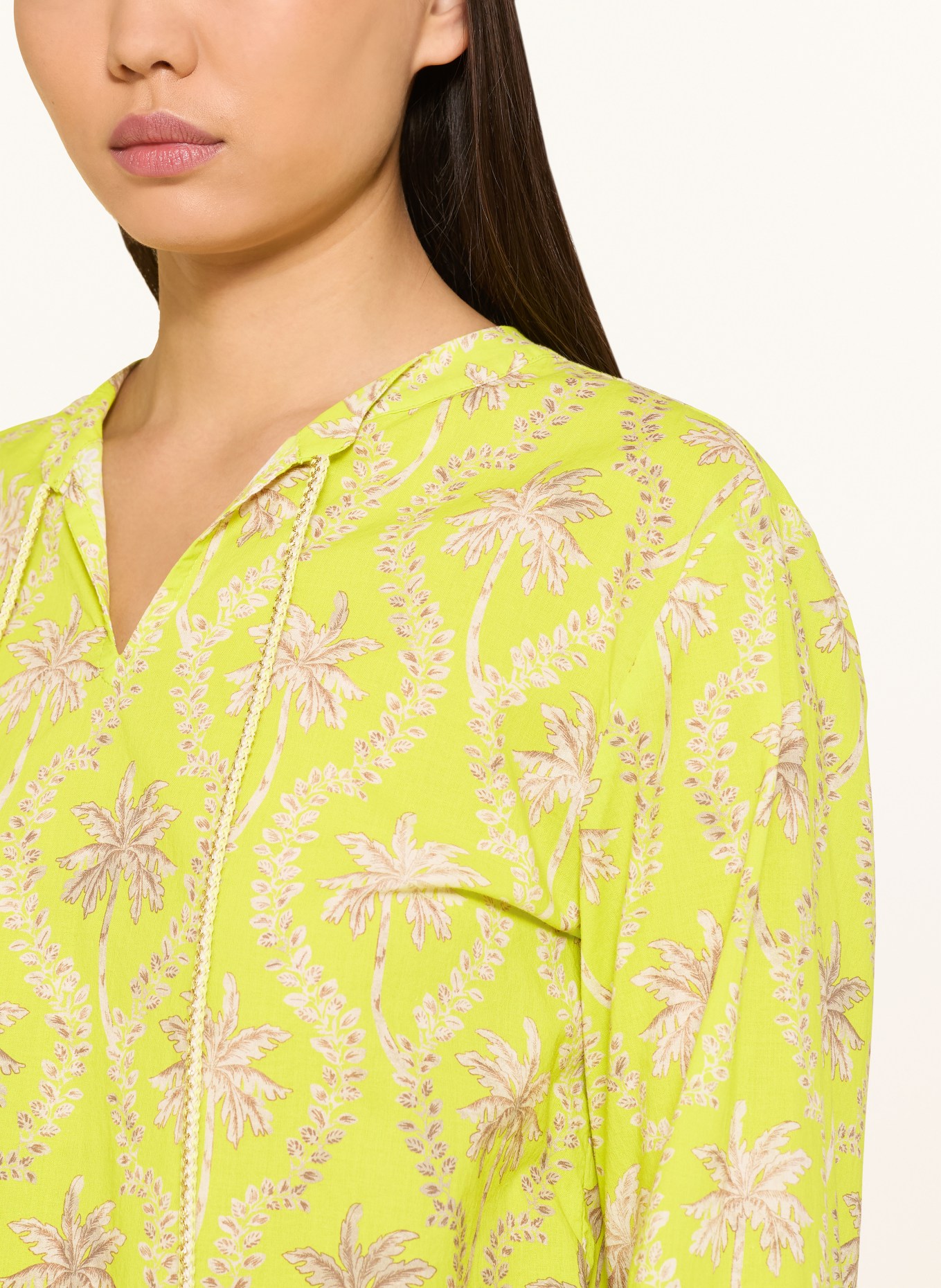 Emily VAN DEN BERGH Blouse shirt with glitter thread: NEON GREEN / BEIGE