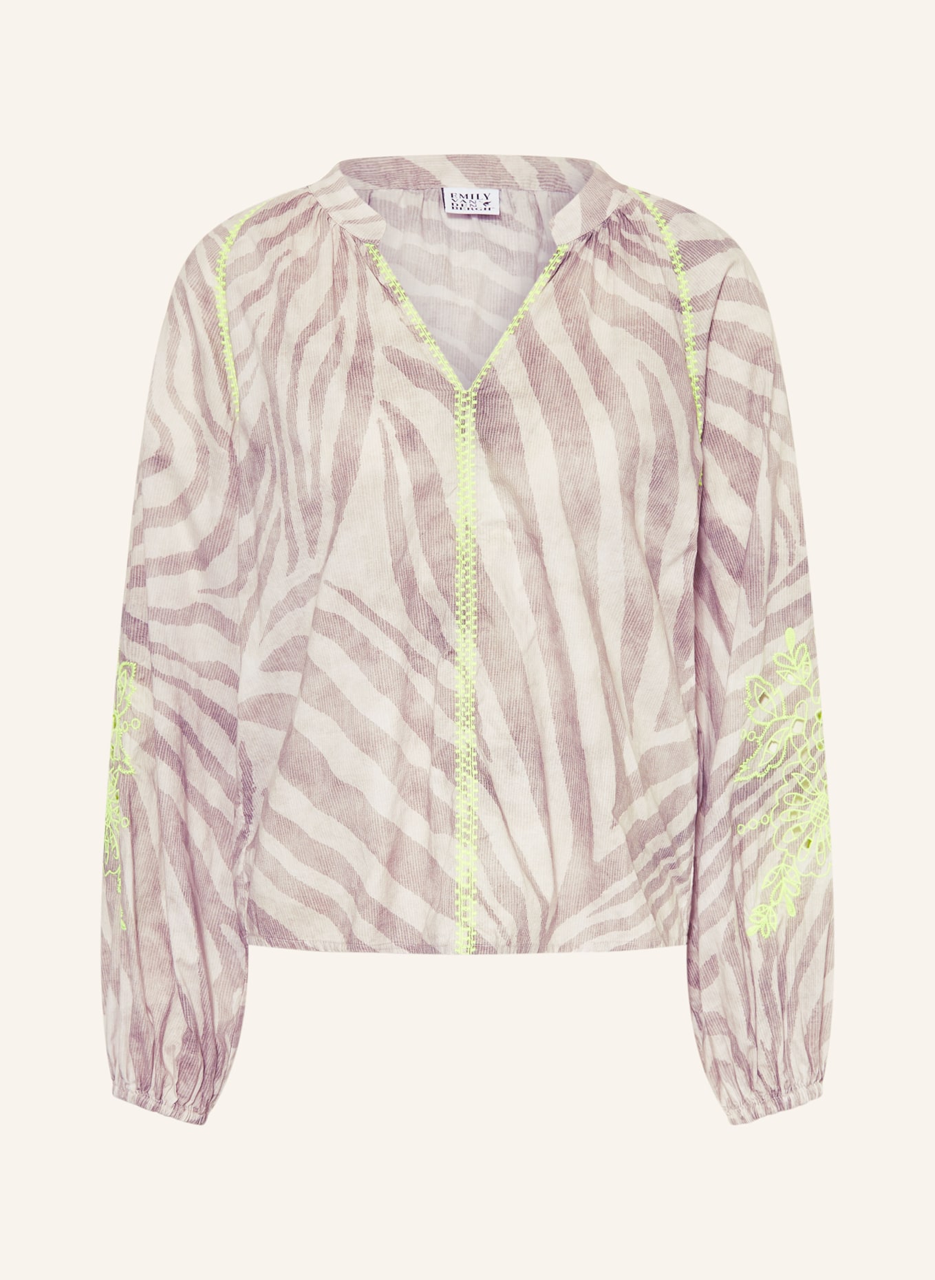 Emily VAN DEN BERGH Blouse with cutouts: LIGHT GRAY / GRAY / NEON GREEN