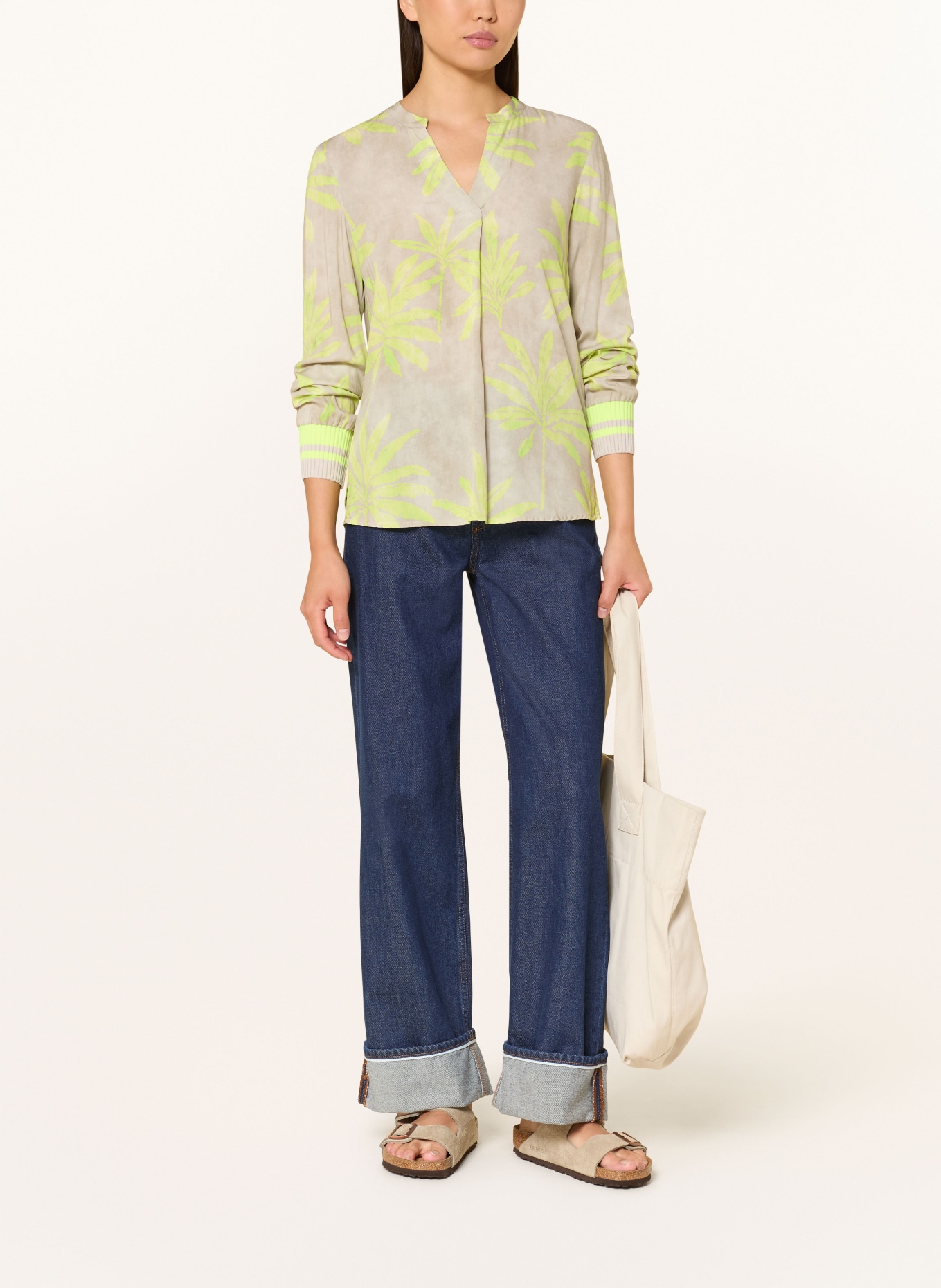 Emily VAN DEN BERGH blouse shirt: LIGHT GRAY / NEON GREEN