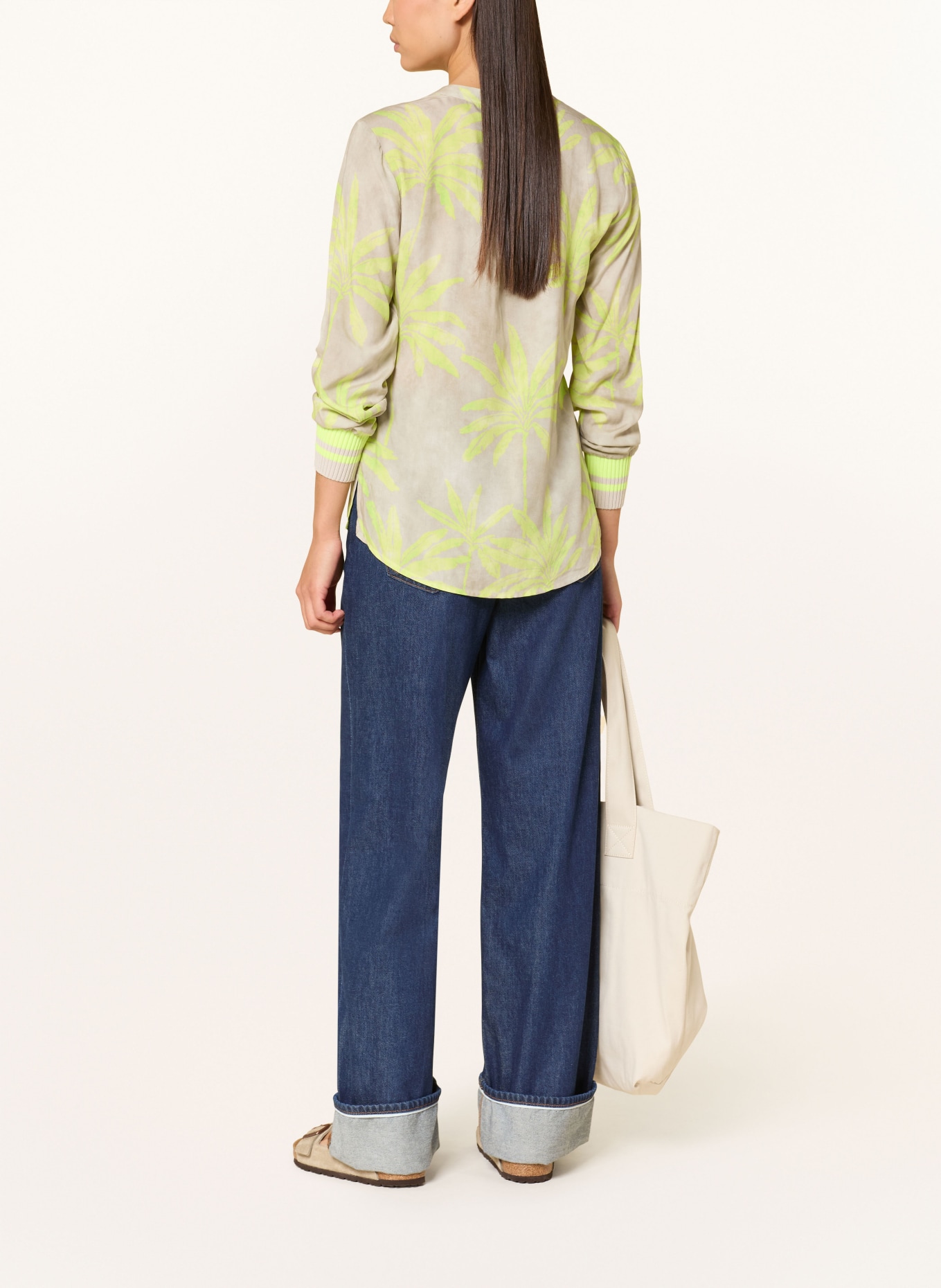 Emily VAN DEN BERGH blouse shirt: LIGHT GRAY / NEON GREEN