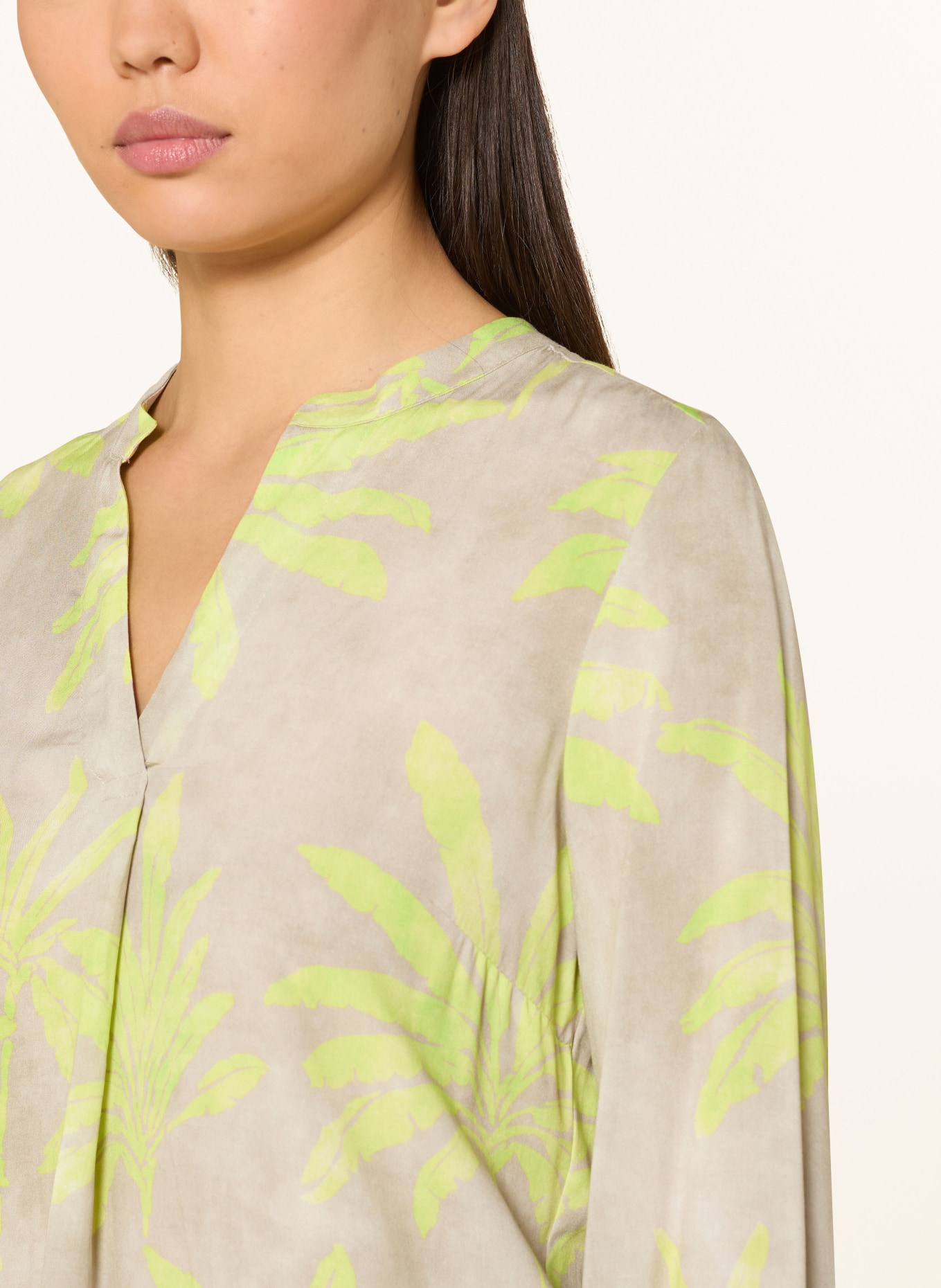 Emily VAN DEN BERGH blouse shirt: LIGHT GRAY / NEON GREEN