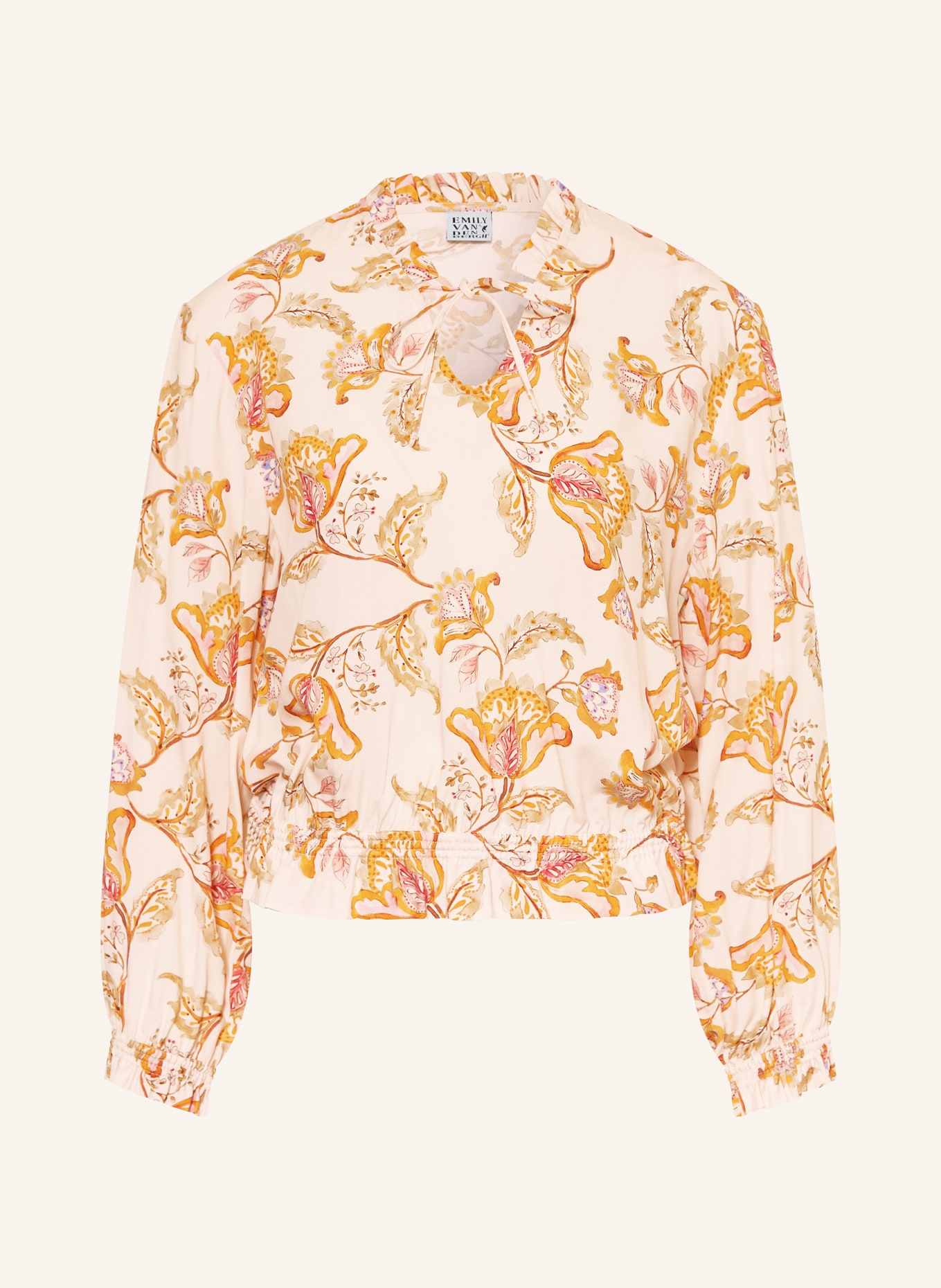 Emily VAN DEN BERGH Blouse shirt with ruffles: CREAM / ORANGE / LIGHT BLUE