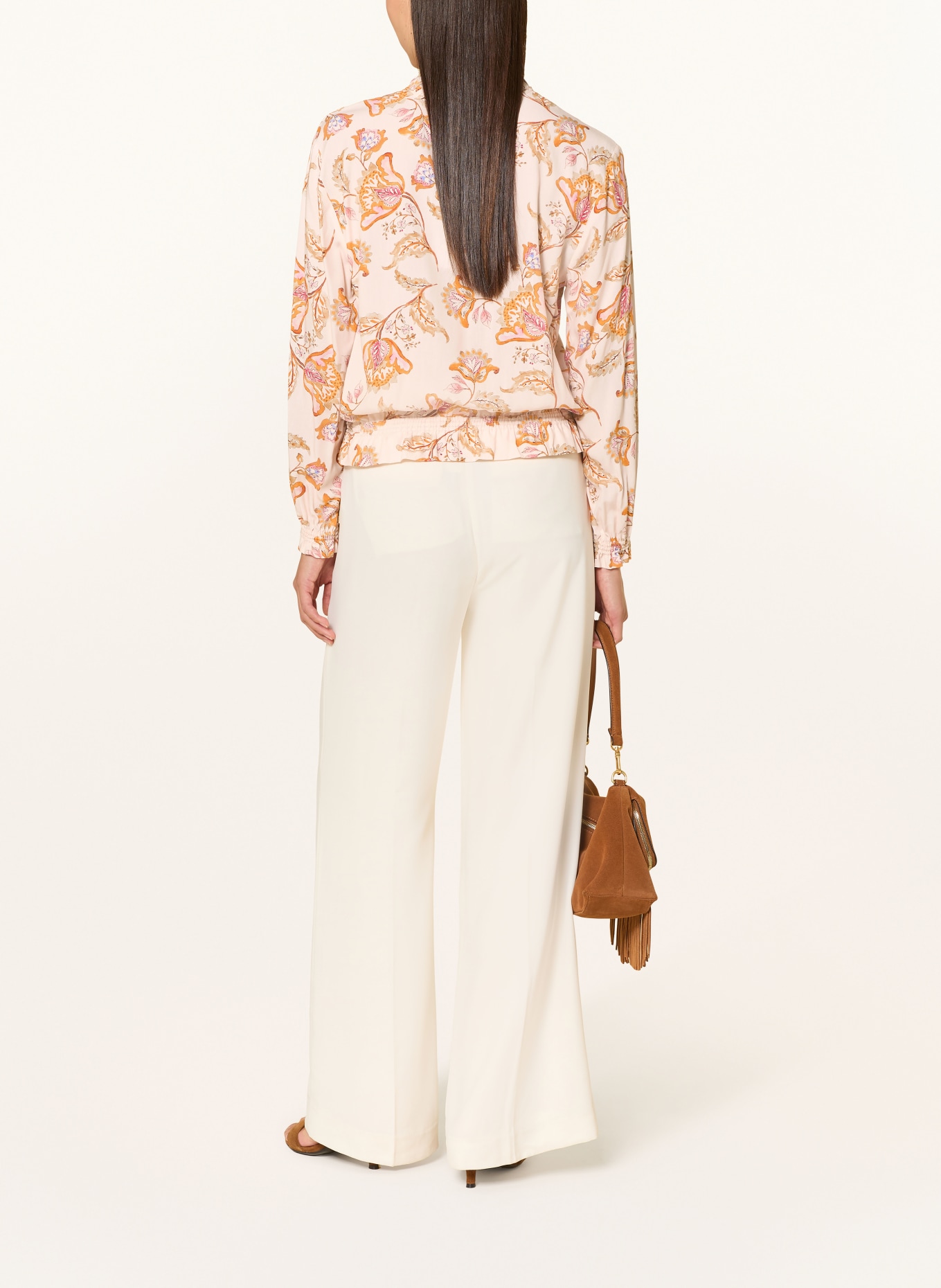 Emily VAN DEN BERGH Blouse shirt with ruffles: CREAM / ORANGE / LIGHT BLUE
