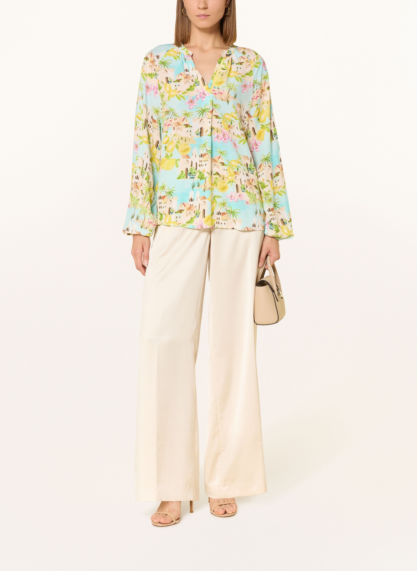 Emily VAN DEN BERGH blouse shirt: TURQUOISE / BEIGE / YELLOW