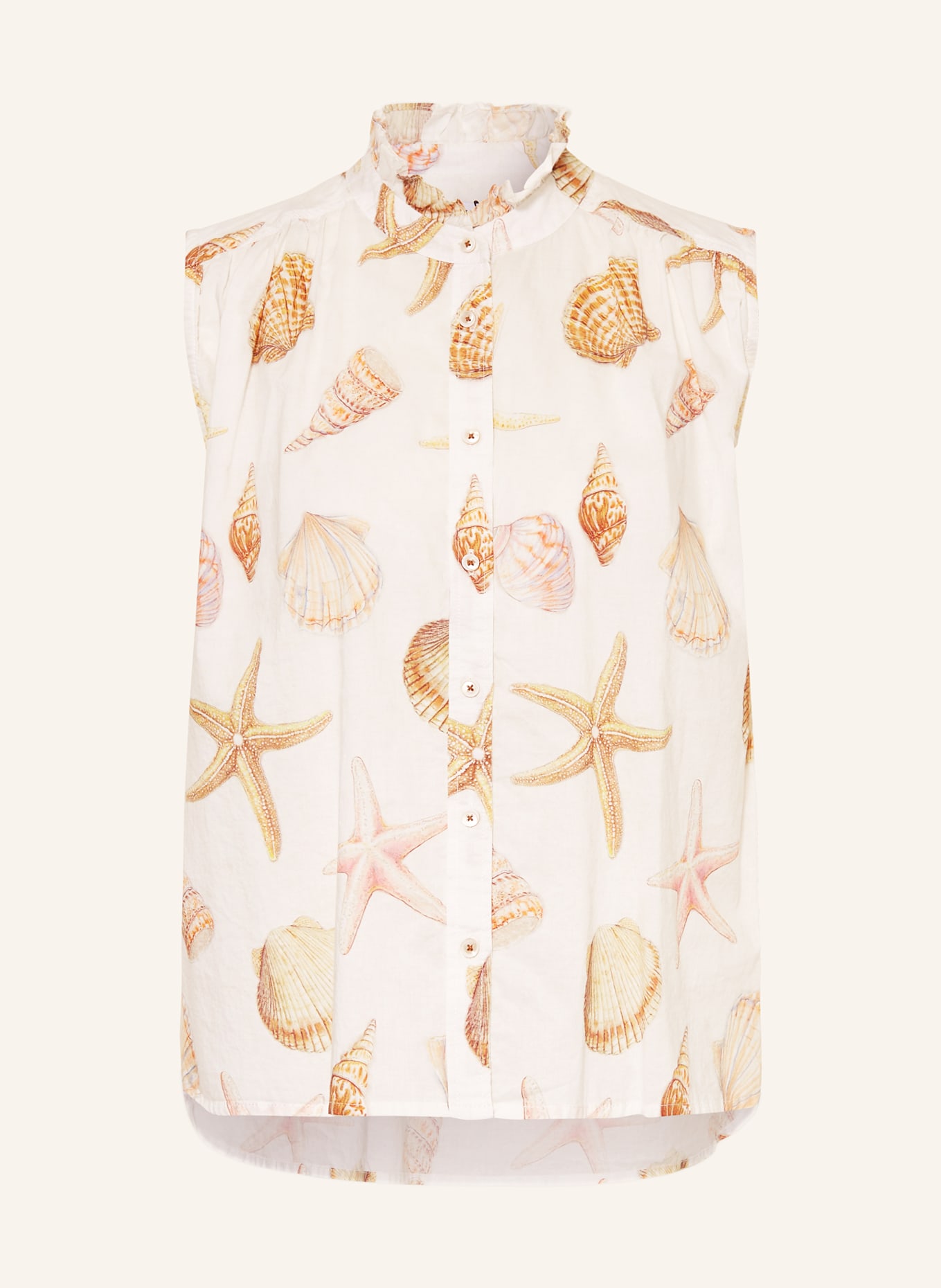 Emily VAN DEN BERGH Blusentop mit Rüschen: CREME / HELLBRAUN / BEIGE