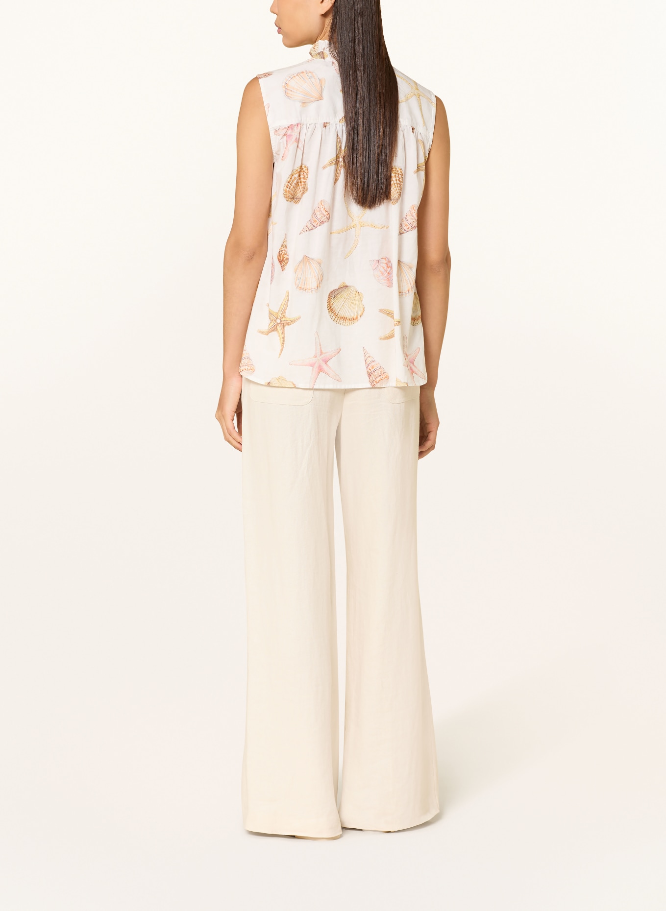 Emily VAN DEN BERGH Blusentop mit Rüschen: CREME / HELLBRAUN / BEIGE