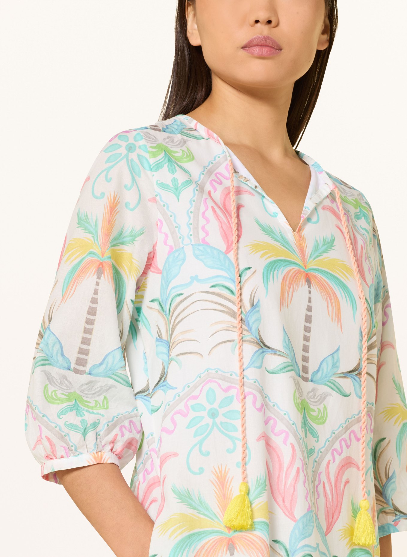 Emily VAN DEN BERGH dress: WHITE / SALMON / TURQUOISE
