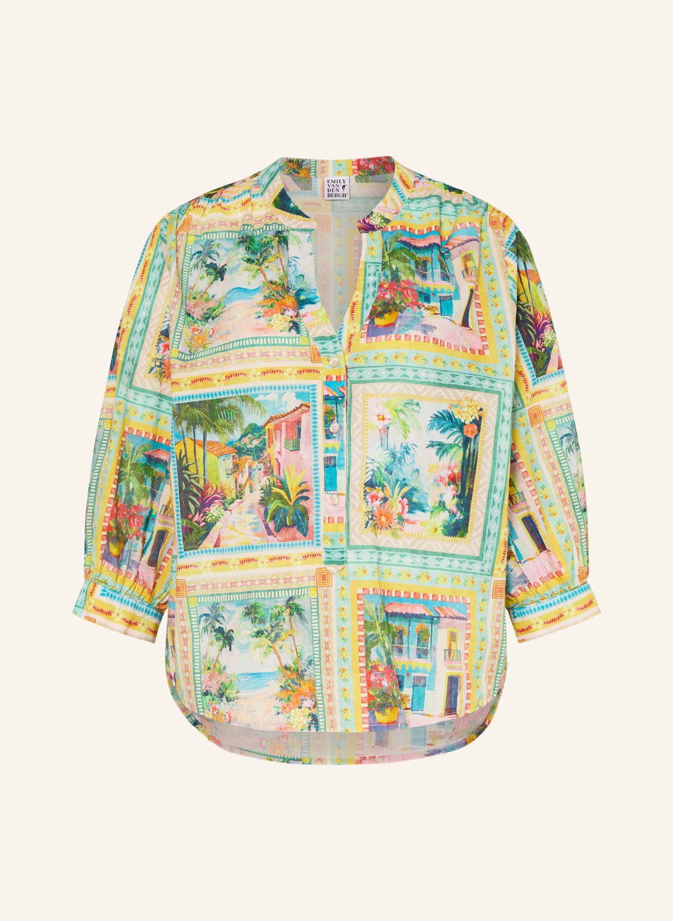 Emily VAN DEN BERGH Bluzka z rękawem 3/4: JASNOZIELONY / ŻÓŁTY / TURKUSOWY