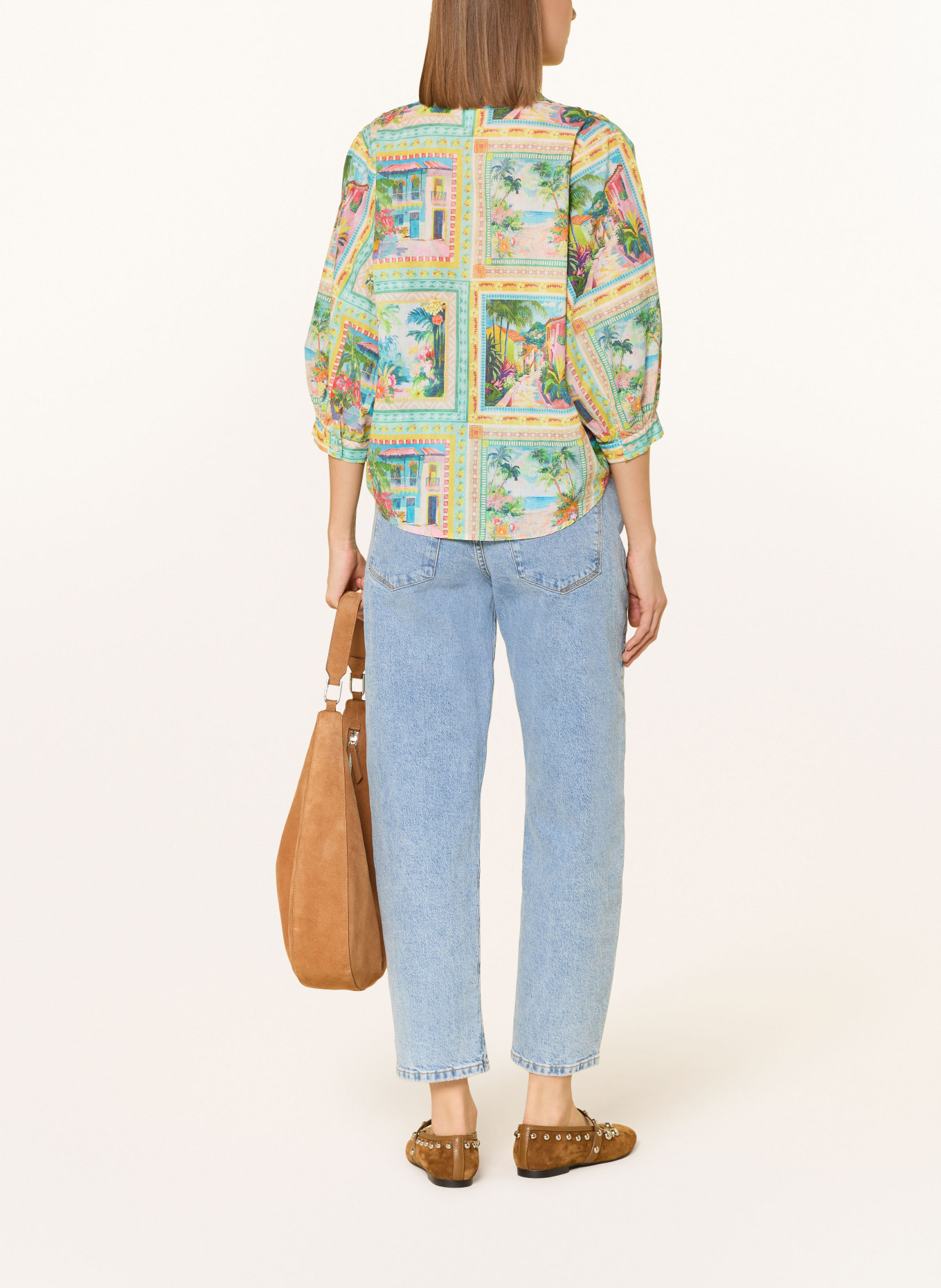 Emily VAN DEN BERGH Bluzka z rękawem 3/4: JASNOZIELONY / ŻÓŁTY / TURKUSOWY