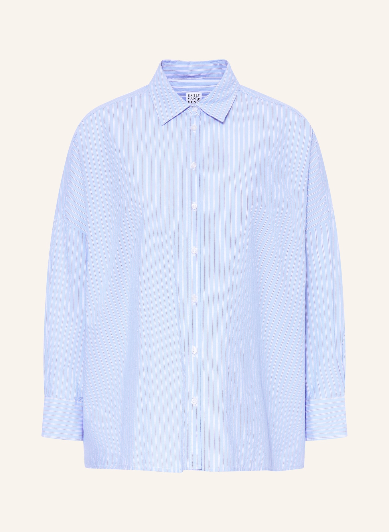 Emily VAN DEN BERGH Hemdbluse mit 3/4-Arm: HELLBLAU / WEISS