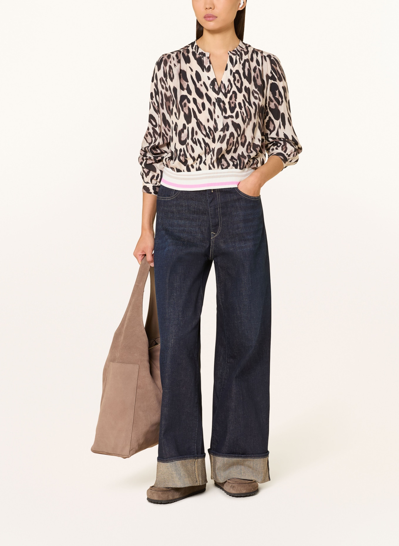 Emily VAN DEN BERGH blouse shirt: CREAM / TAUPE / BLACK