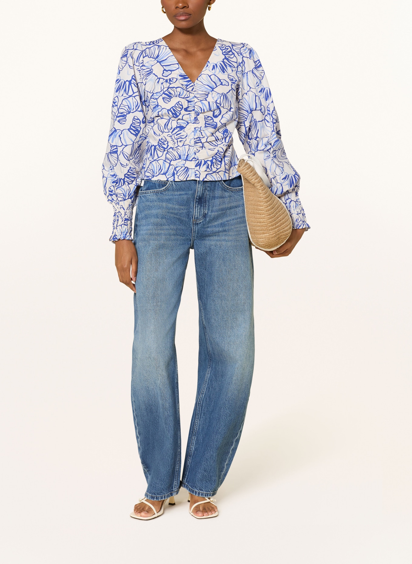 FABIENNE CHAPOT MADELEINE blouse shirt: WHITE / BLUE