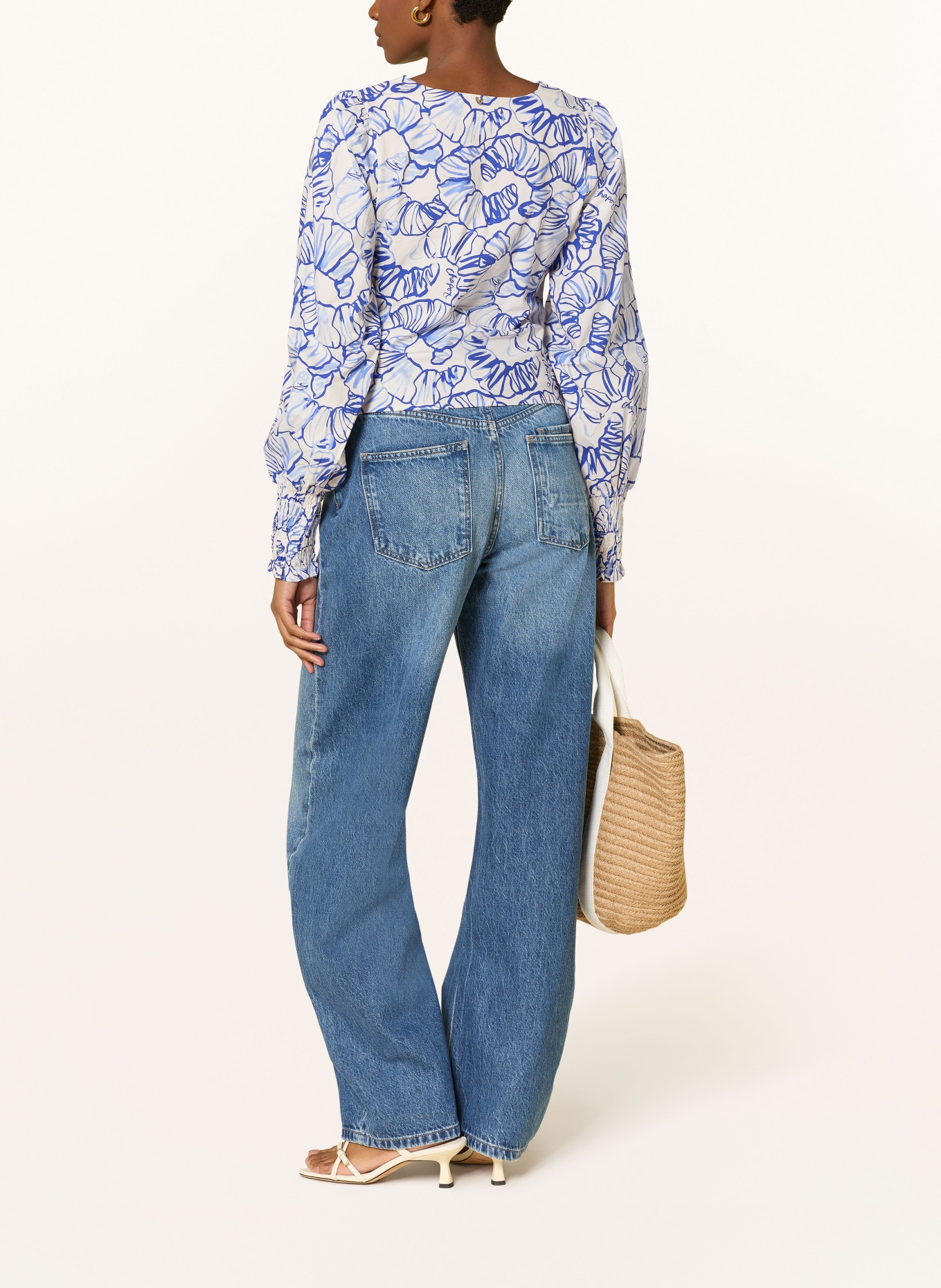 FABIENNE CHAPOT MADELEINE blouse shirt: WHITE / BLUE