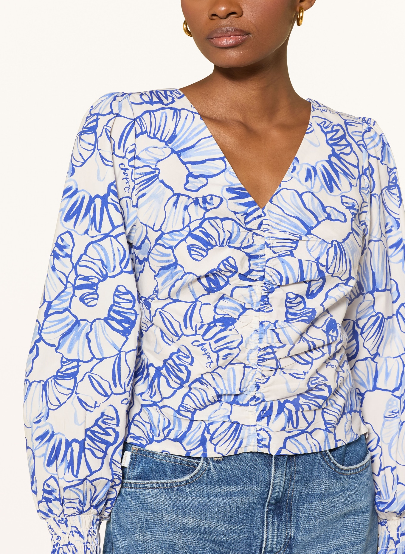 FABIENNE CHAPOT MADELEINE blouse shirt: WHITE / BLUE