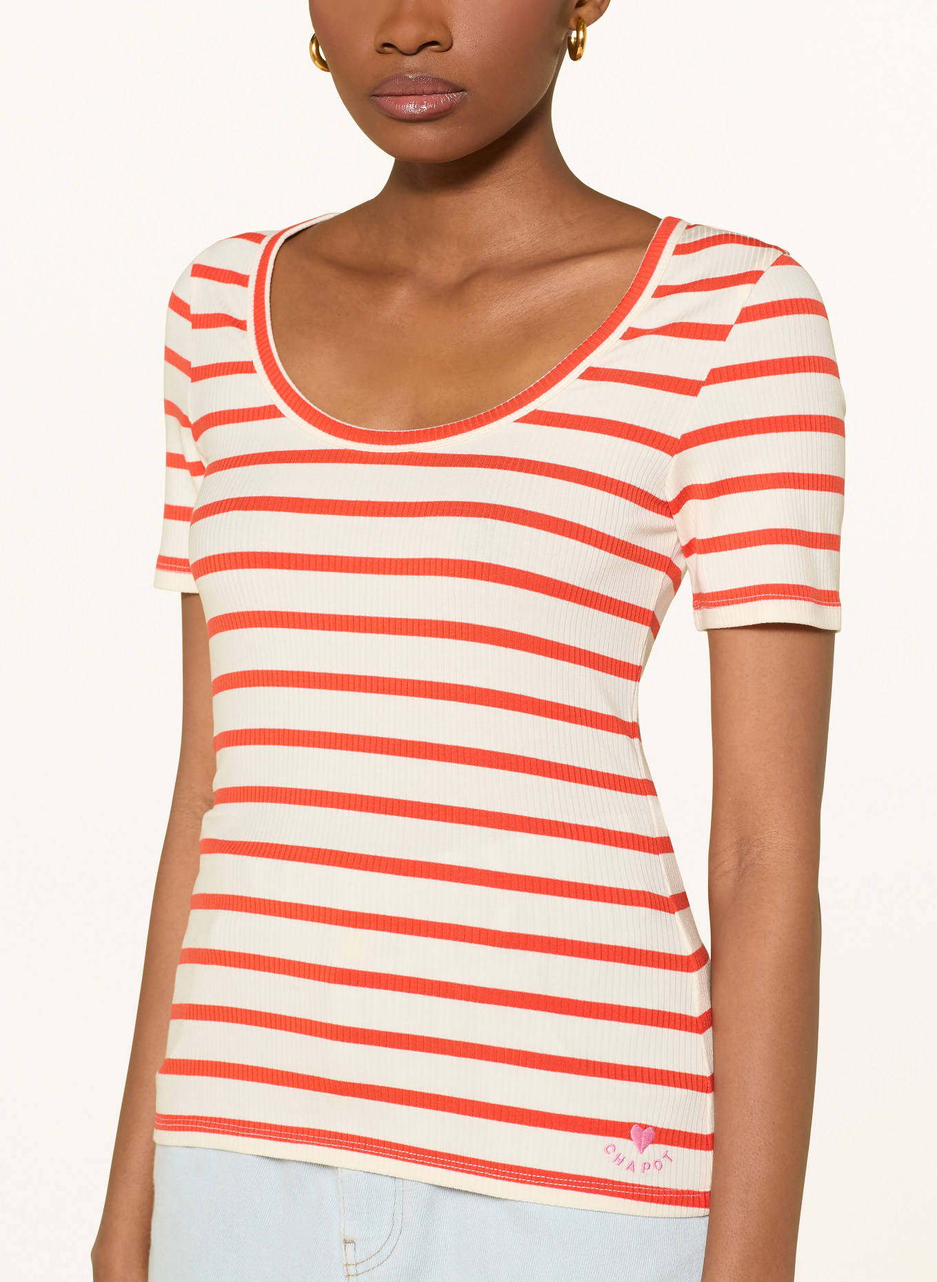FABIENNE CHAPOT T-shirt LENA: CRÈME / ROUGE