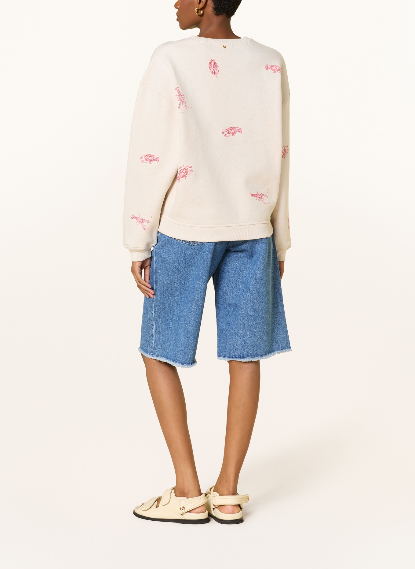 FABIENNE CHAPOT TERRY sweatshirt with embroidery: CREAM / PINK / RED