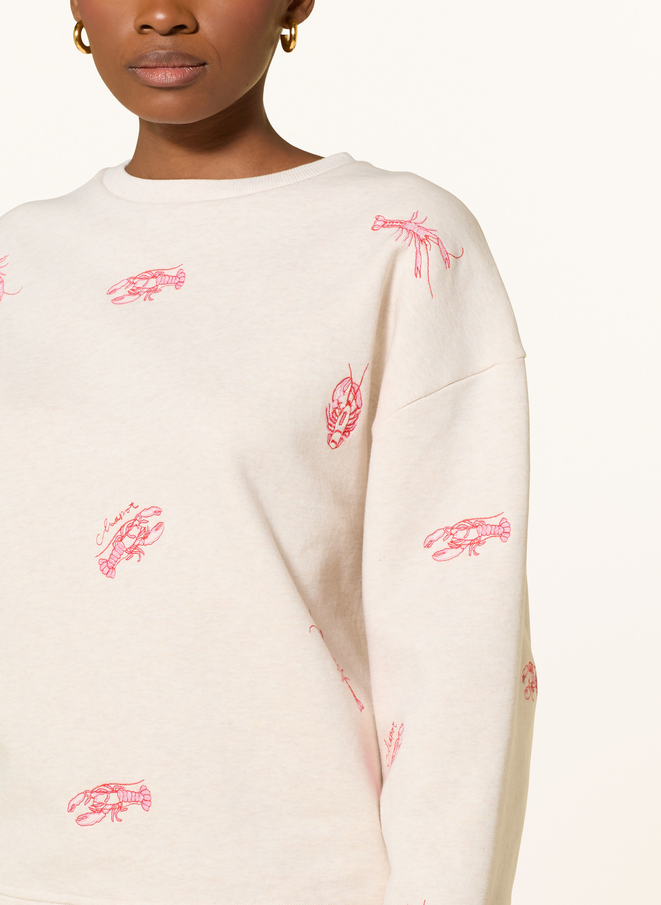 FABIENNE CHAPOT TERRY sweatshirt with embroidery: CREAM / PINK / RED