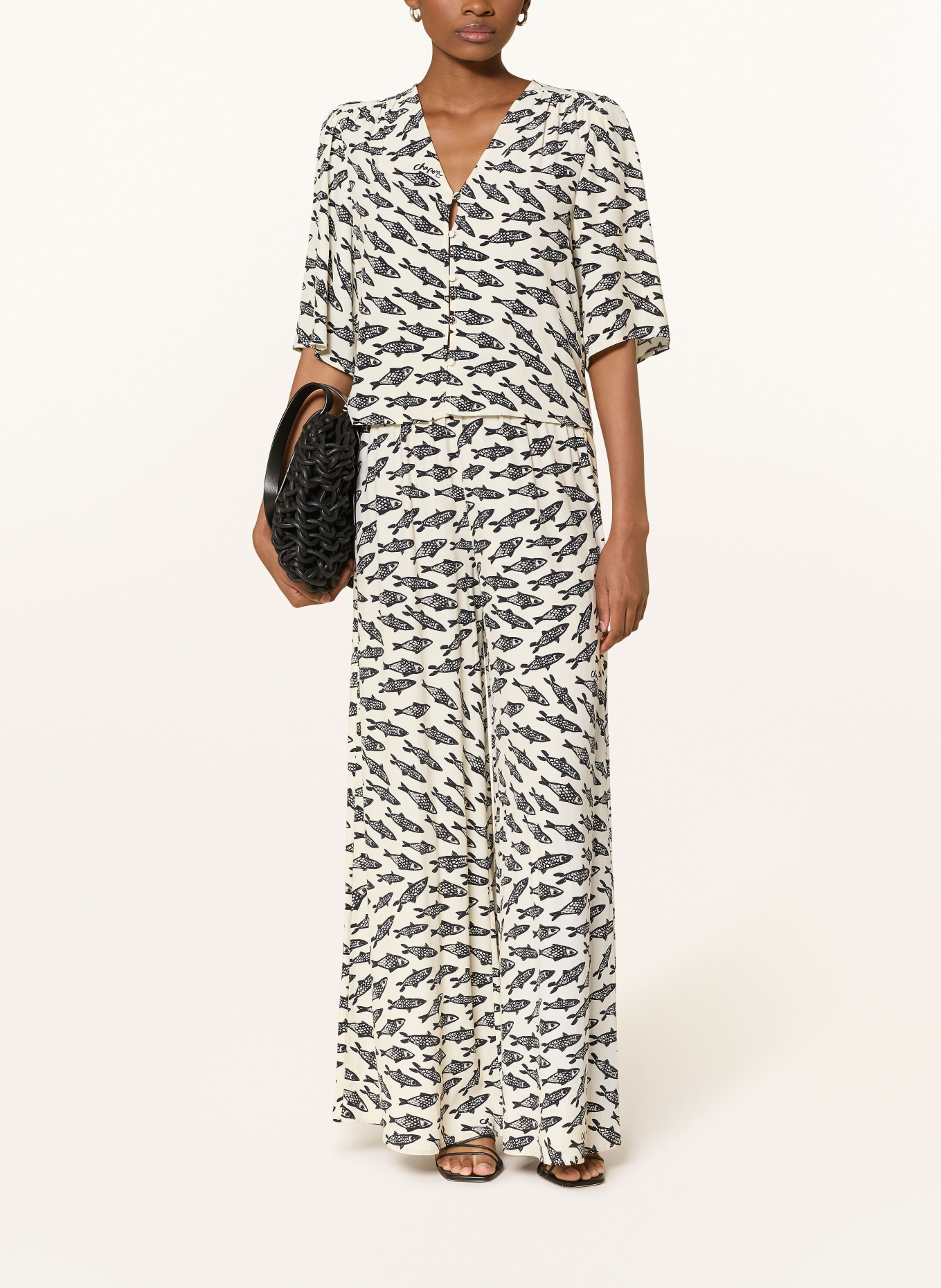 FABIENNE CHAPOT Pantalon Marlene PALAPA: BLANC / NOIR