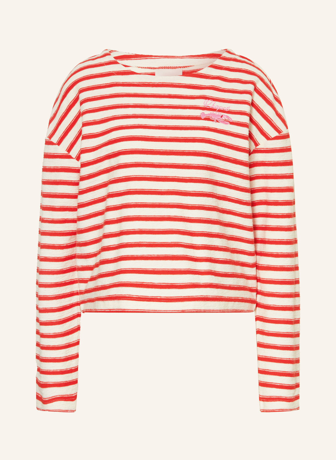 FABIENNE CHAPOT T-shirt à manches longues CELINA: ROUGE / CRÈME