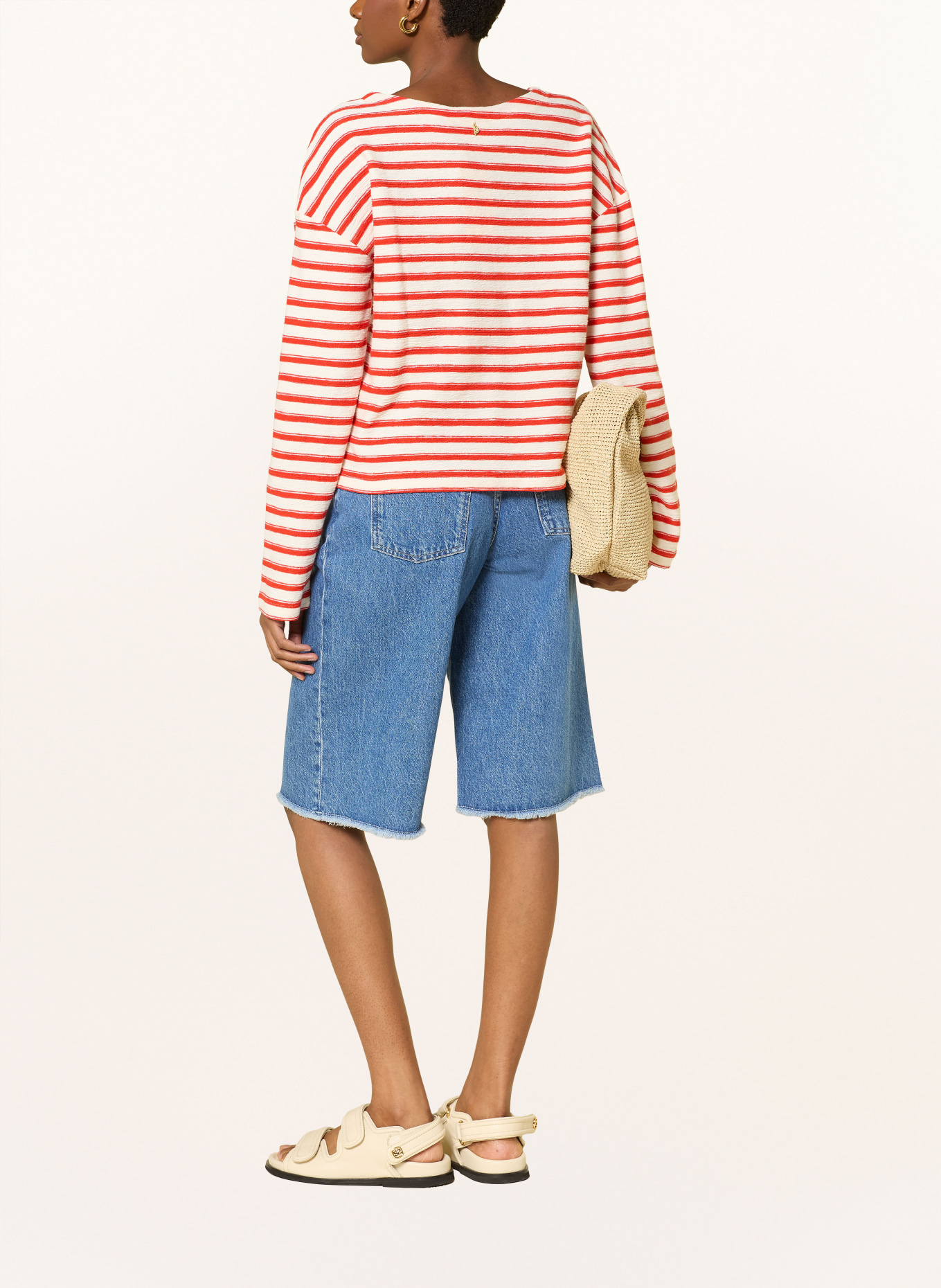 FABIENNE CHAPOT T-shirt à manches longues CELINA: ROUGE / CRÈME