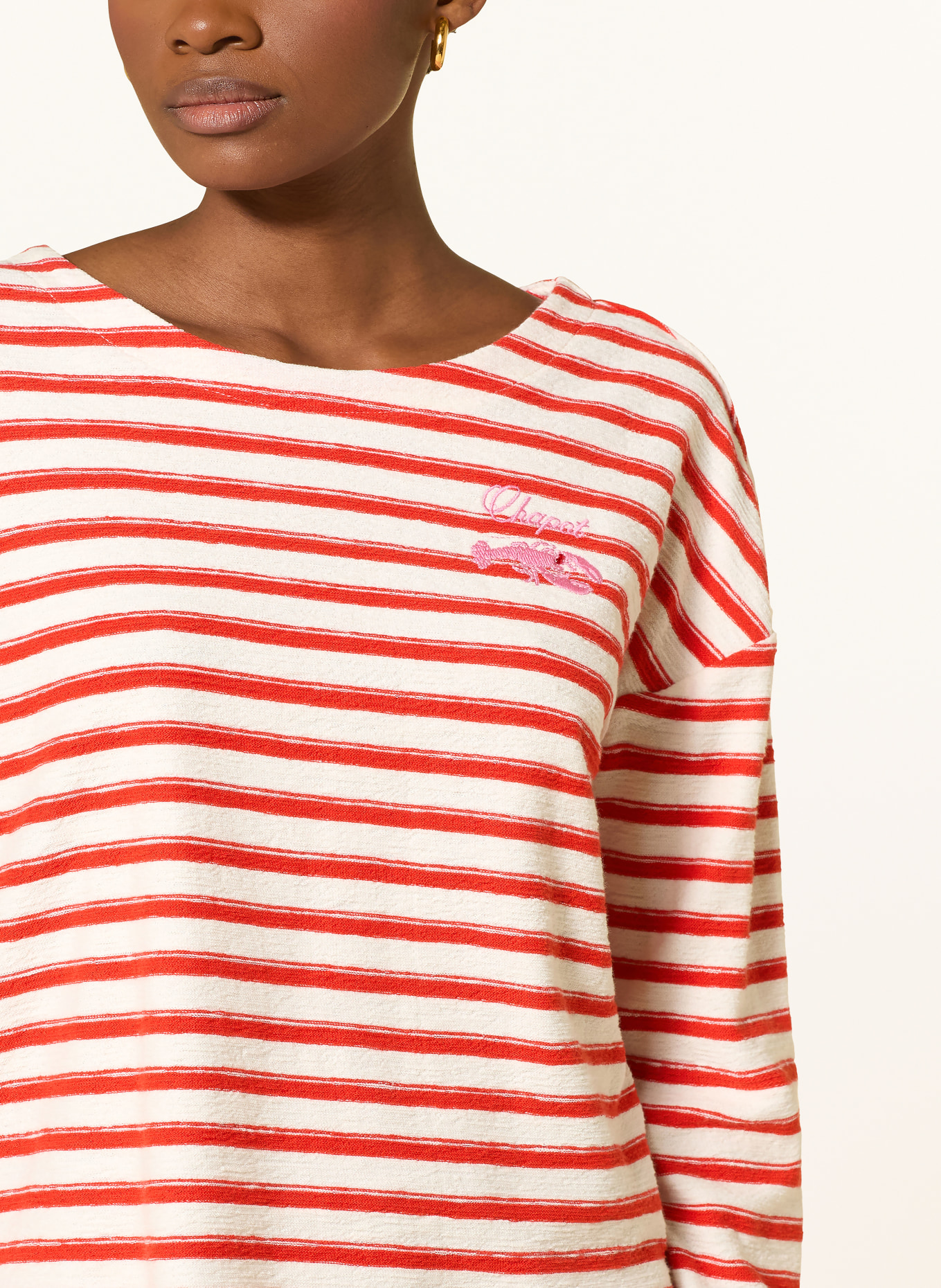 FABIENNE CHAPOT T-shirt à manches longues CELINA: ROUGE / CRÈME