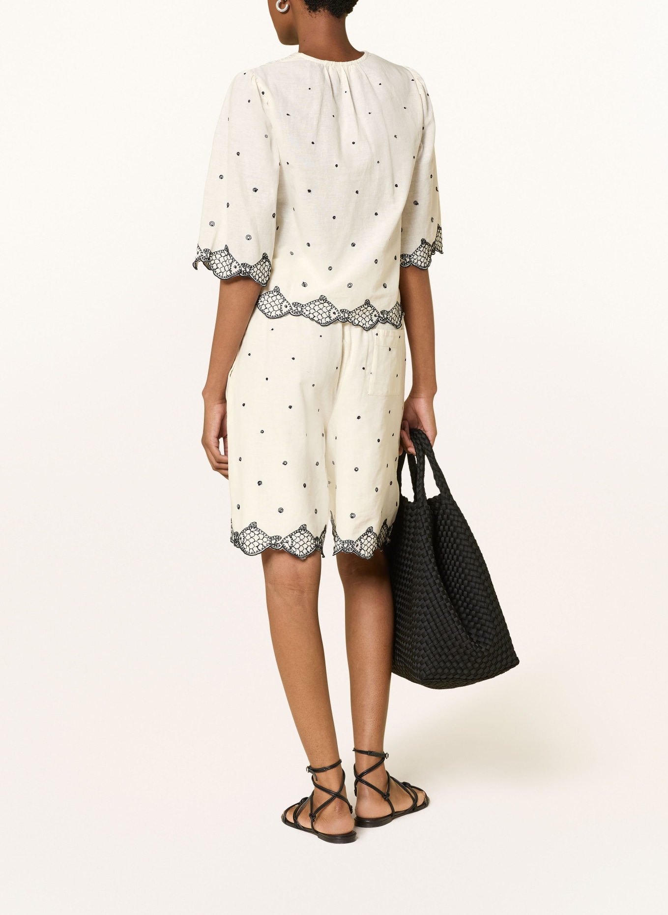 FABIENNE CHAPOT Blouse TYLERA met borduursels: CRÈME / ZWART