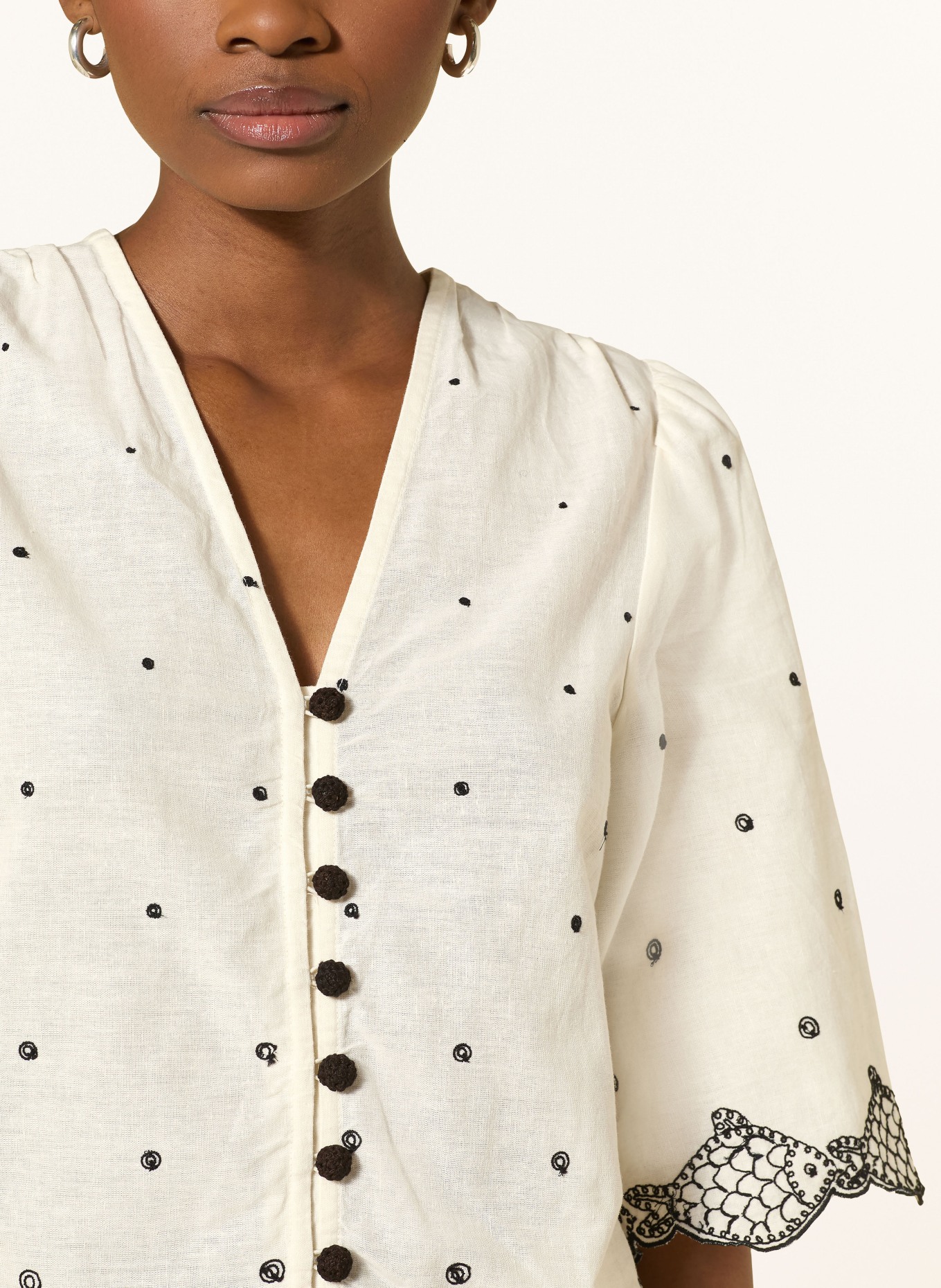 FABIENNE CHAPOT Blouse TYLERA met borduursels: CRÈME / ZWART