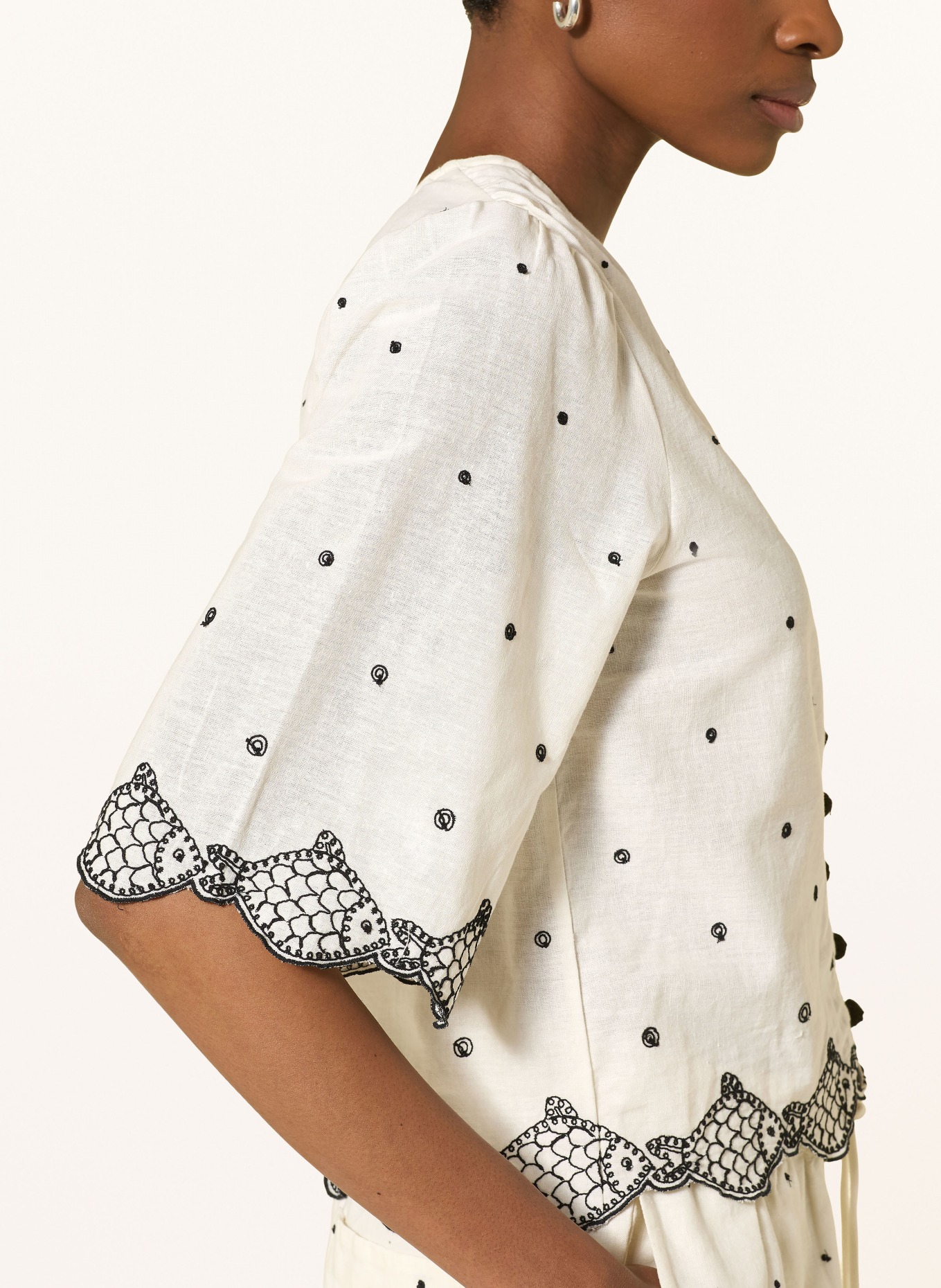 FABIENNE CHAPOT Blouse TYLERA met borduursels: CRÈME / ZWART