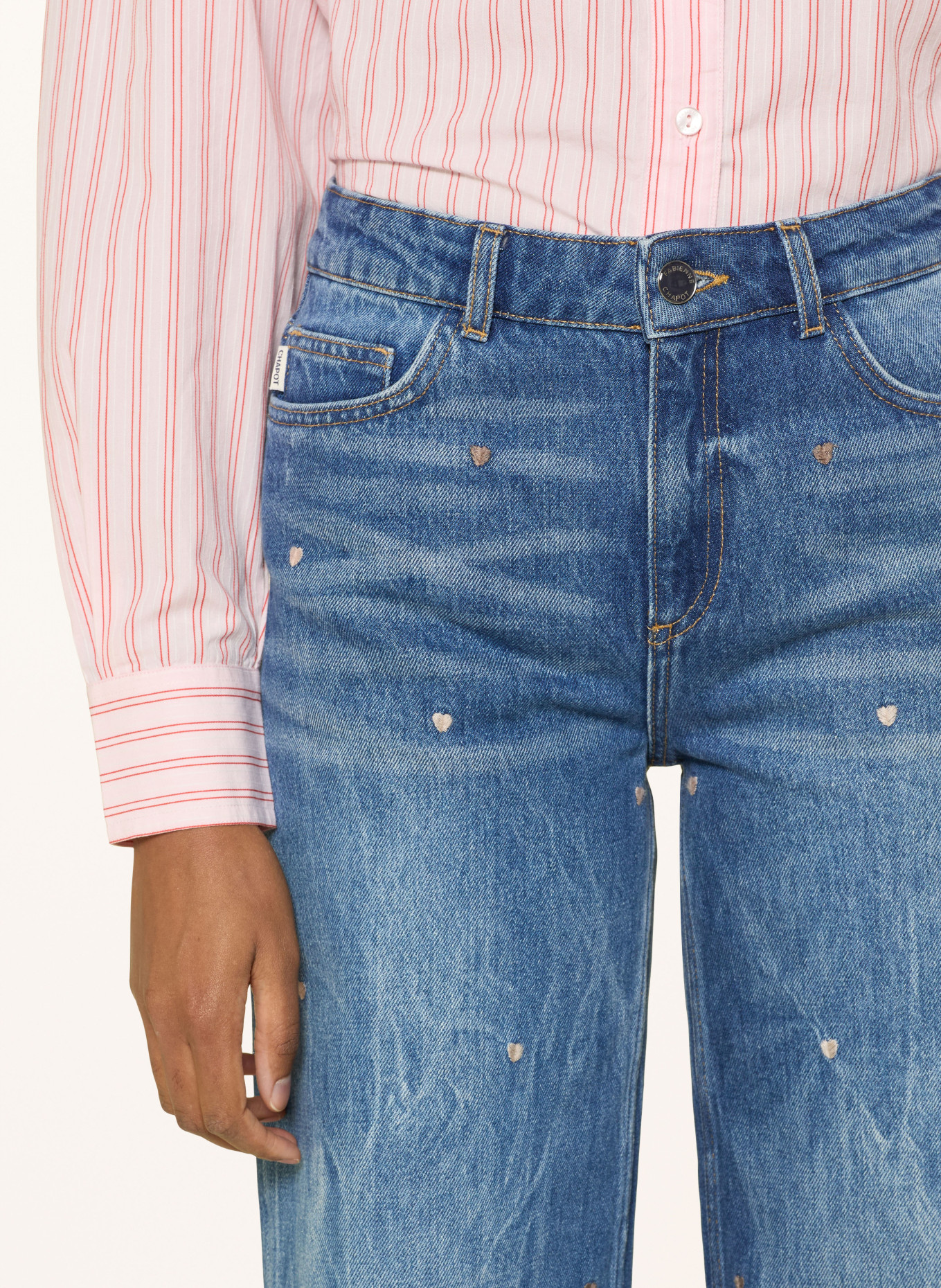 FABIENNE CHAPOT Jean à jambes larges THEA avec broderies: 3345 Mid Blue