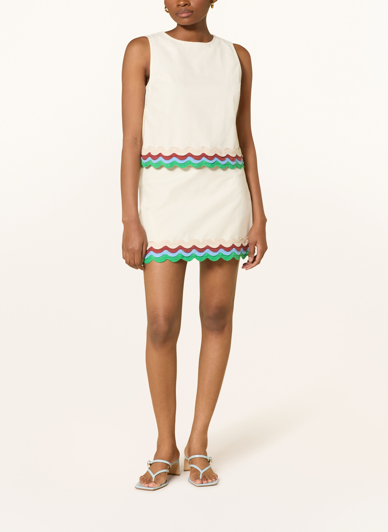 FABIENNE CHAPOT Rok TELHA: WIT / GROEN / LICHTBLAUW