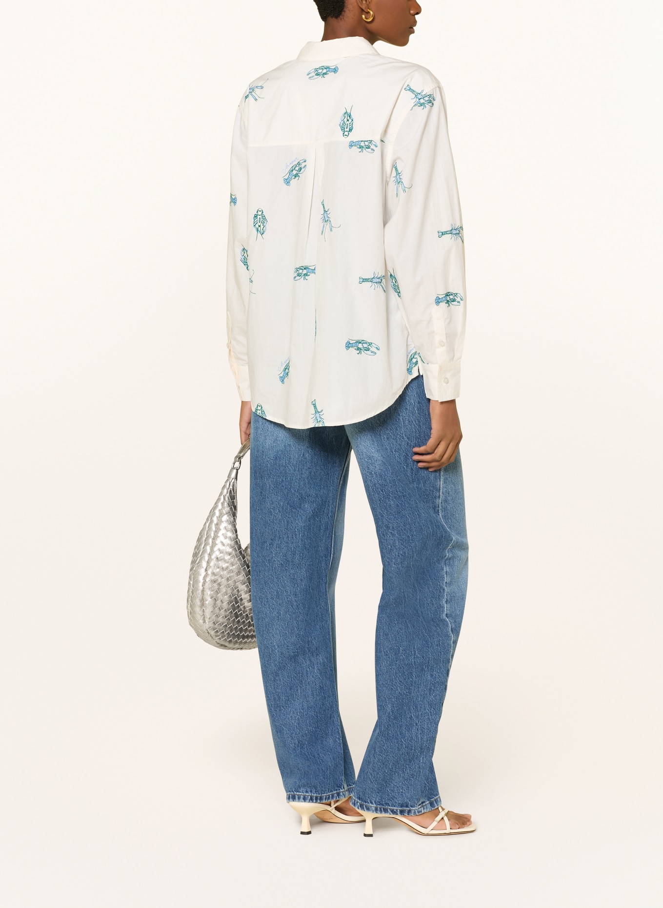 FABIENNE CHAPOT Hemdbluse ALEX mit Stickereien: WEISS / GRÜN / BLAU