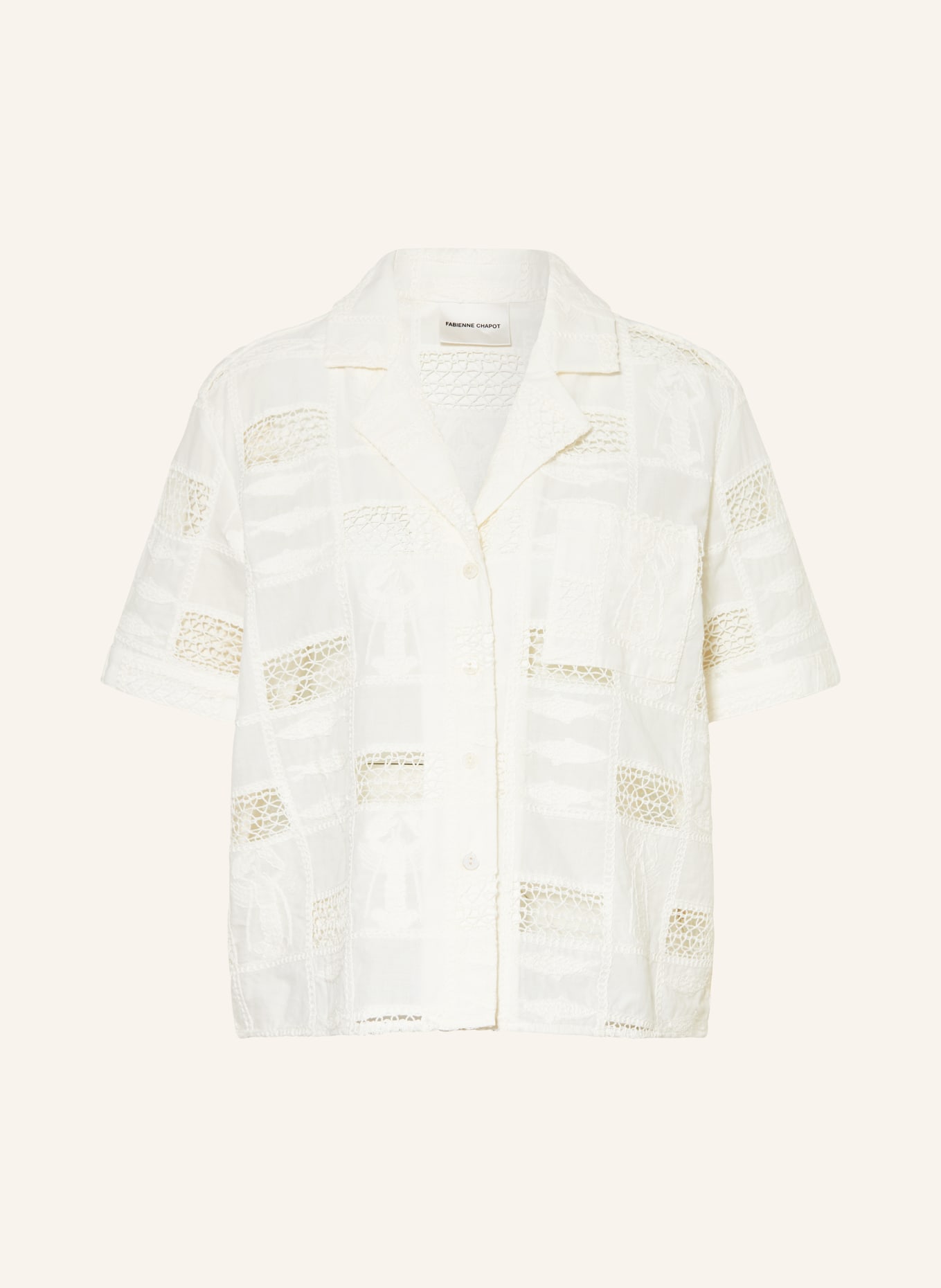 FABIENNE CHAPOT Blouse FARIDA met opengewerkte kant en borduursels: WIT