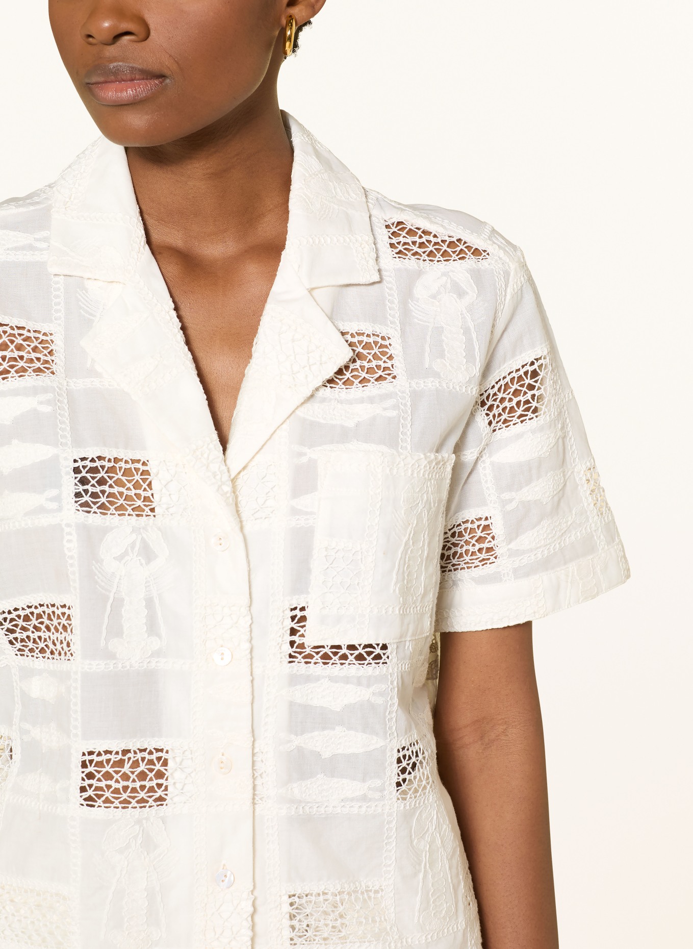 FABIENNE CHAPOT Blouse FARIDA met opengewerkte kant en borduursels: WIT