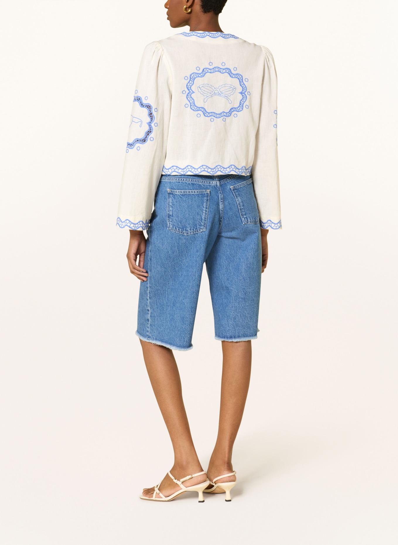 FABIENNE CHAPOT Bluse SERVIETTE mit Stickereien: CREME / BLAU