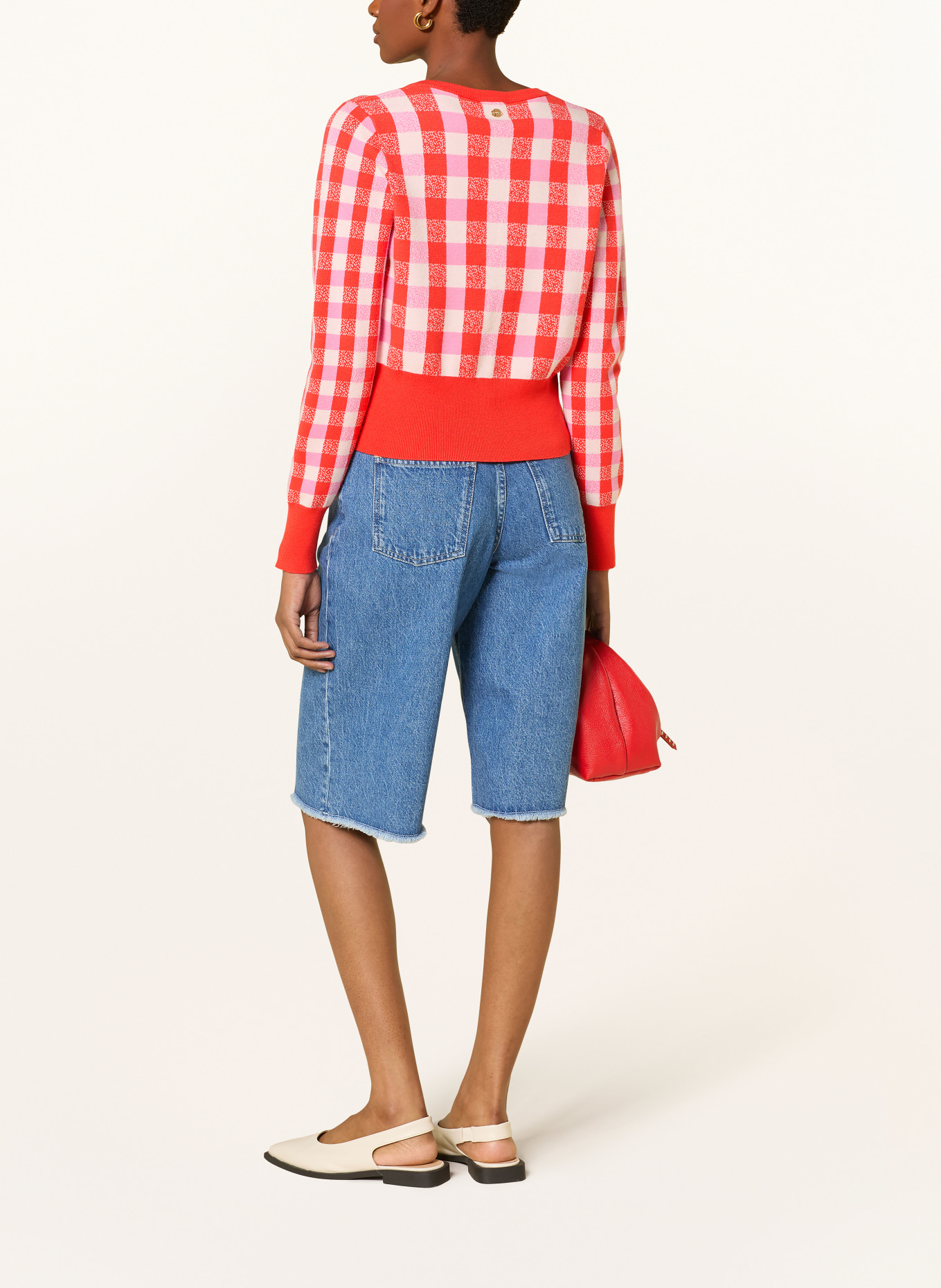 FABIENNE CHAPOT Cardigan CAMILLE: ROUGE / ROSE / CRÈME