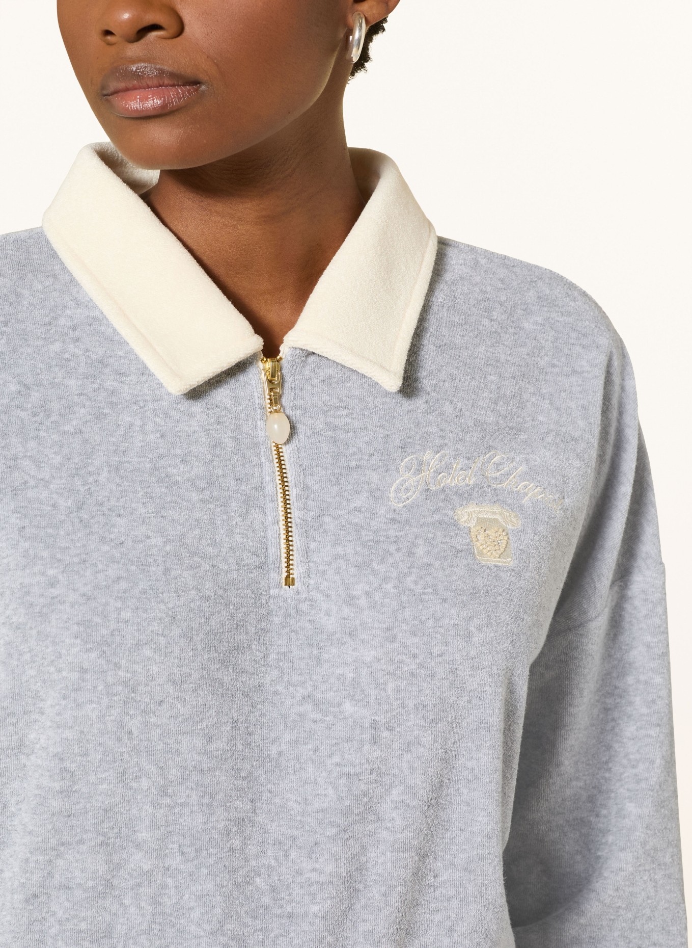 FABIENNE CHAPOT Frottee-Poloshirt HUGO: GRAU / CREME