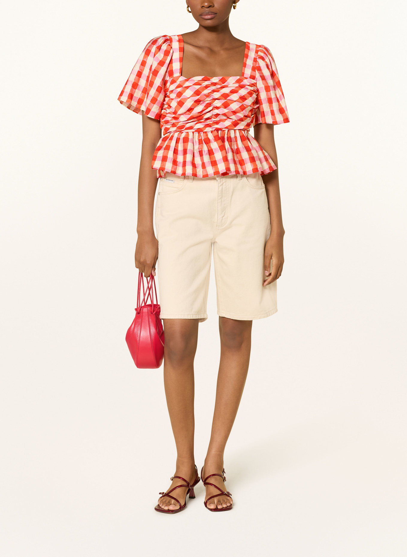 FABIENNE CHAPOT CARLETTA blouse shirt: RED / PINK / CREAM