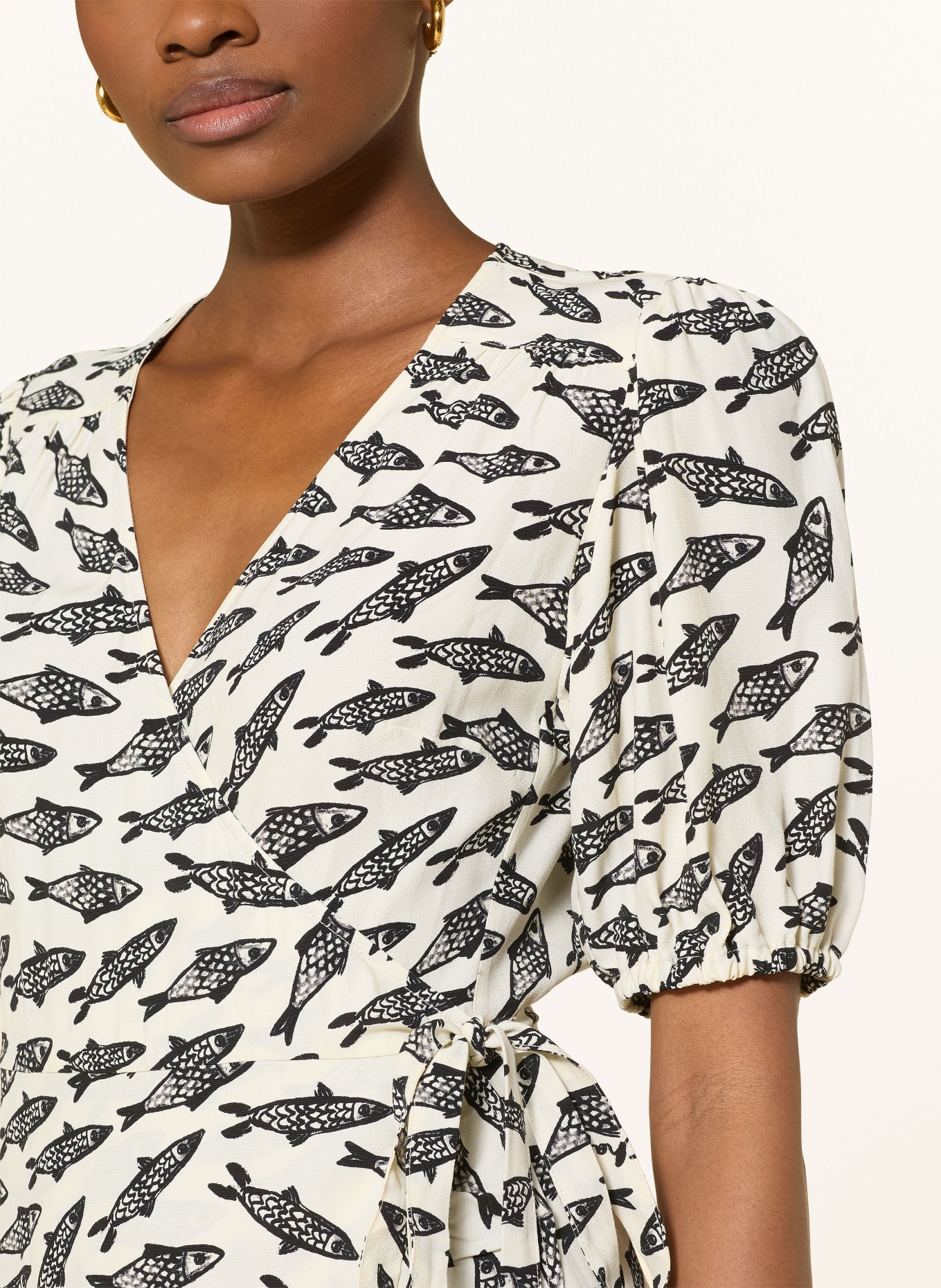 FABIENNE CHAPOT Robe portefeuille ARIEL: BLANC / NOIR