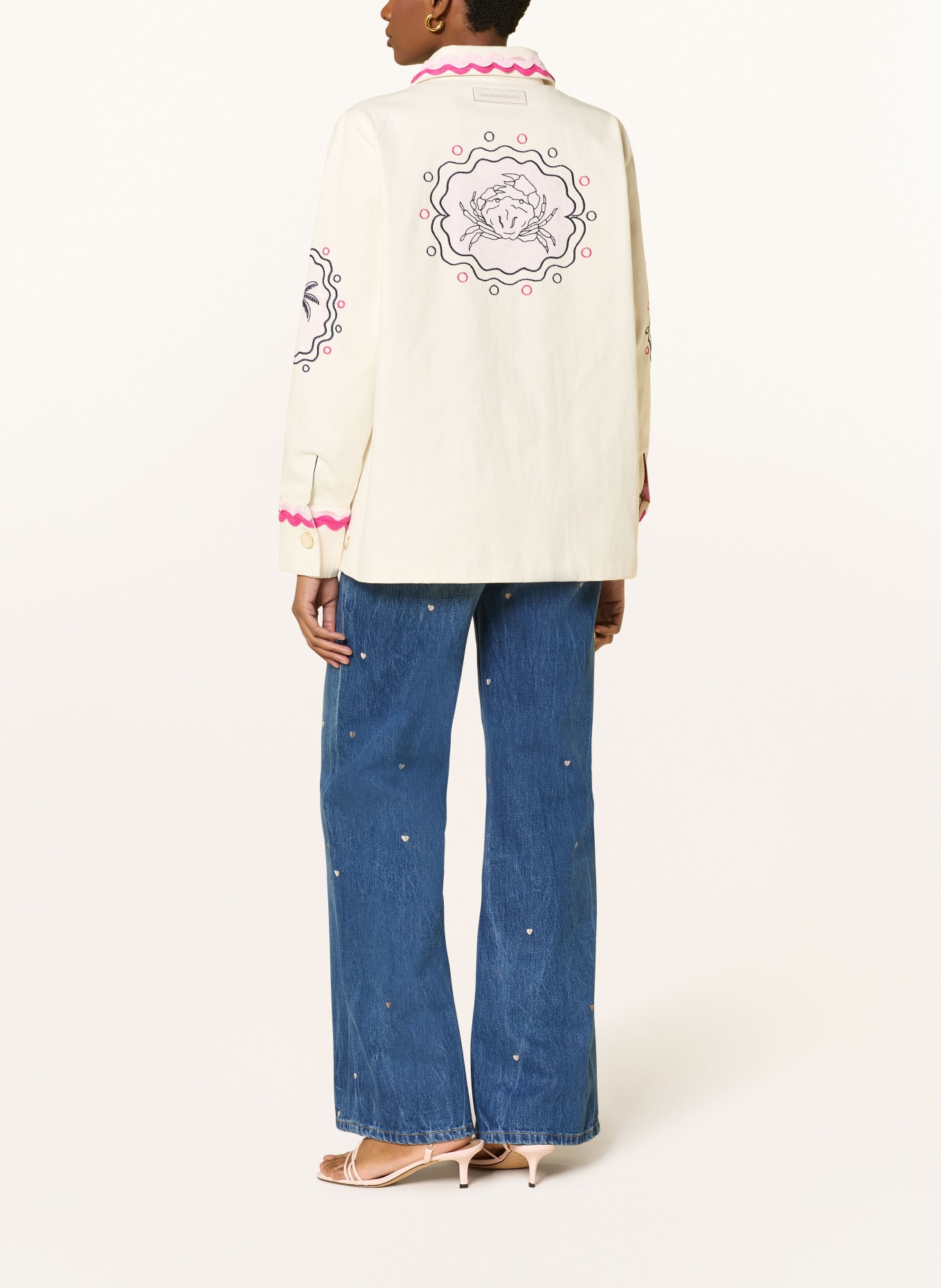 FABIENNE CHAPOT MELODIE overjacket with embroidery: CREAM / PINK / PINK