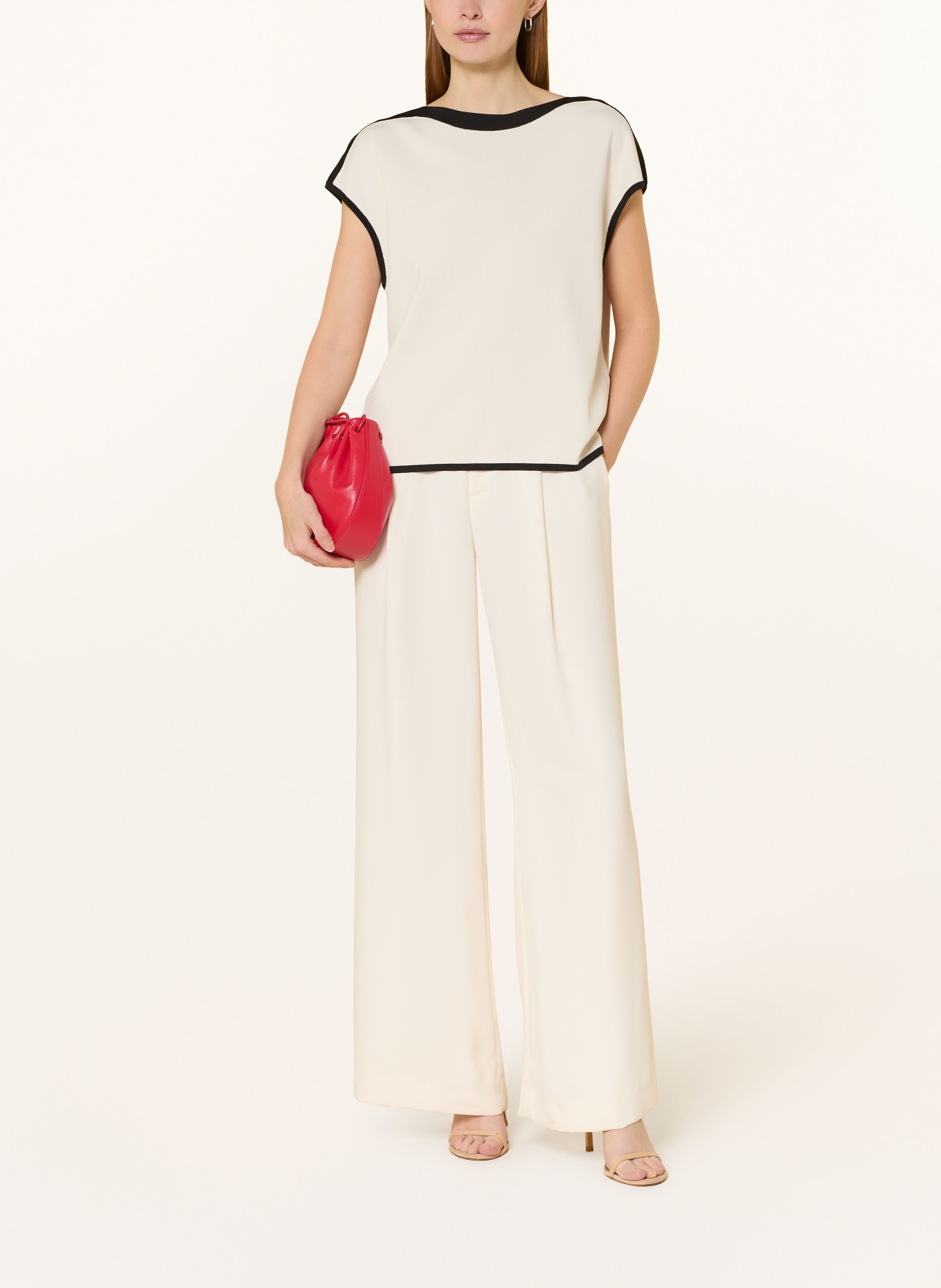 ELENA MIRO knit shirt: CREAM / BLACK