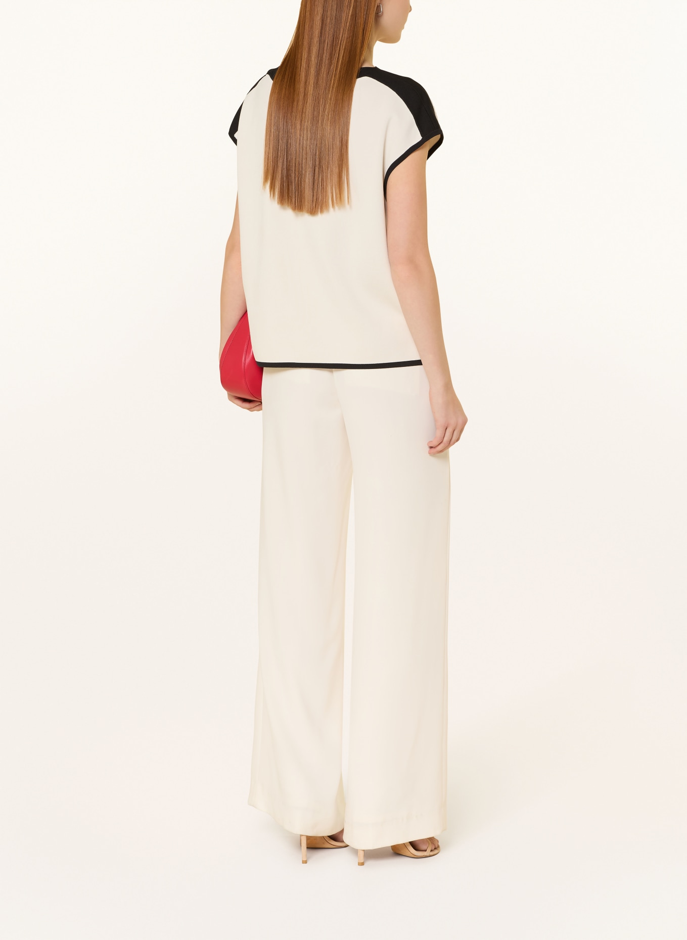 ELENA MIRO knit shirt: CREAM / BLACK