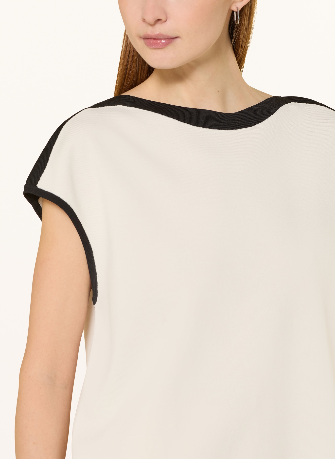 ELENA MIRO knit shirt: CREAM / BLACK