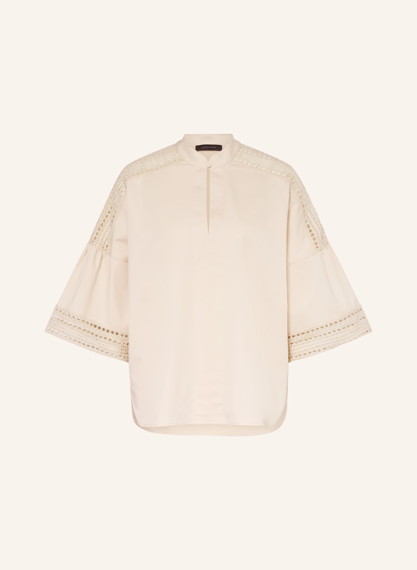 ELENA MIRO Blusenshirt mit 3/4-Arm und Lochspitze: BEIGE