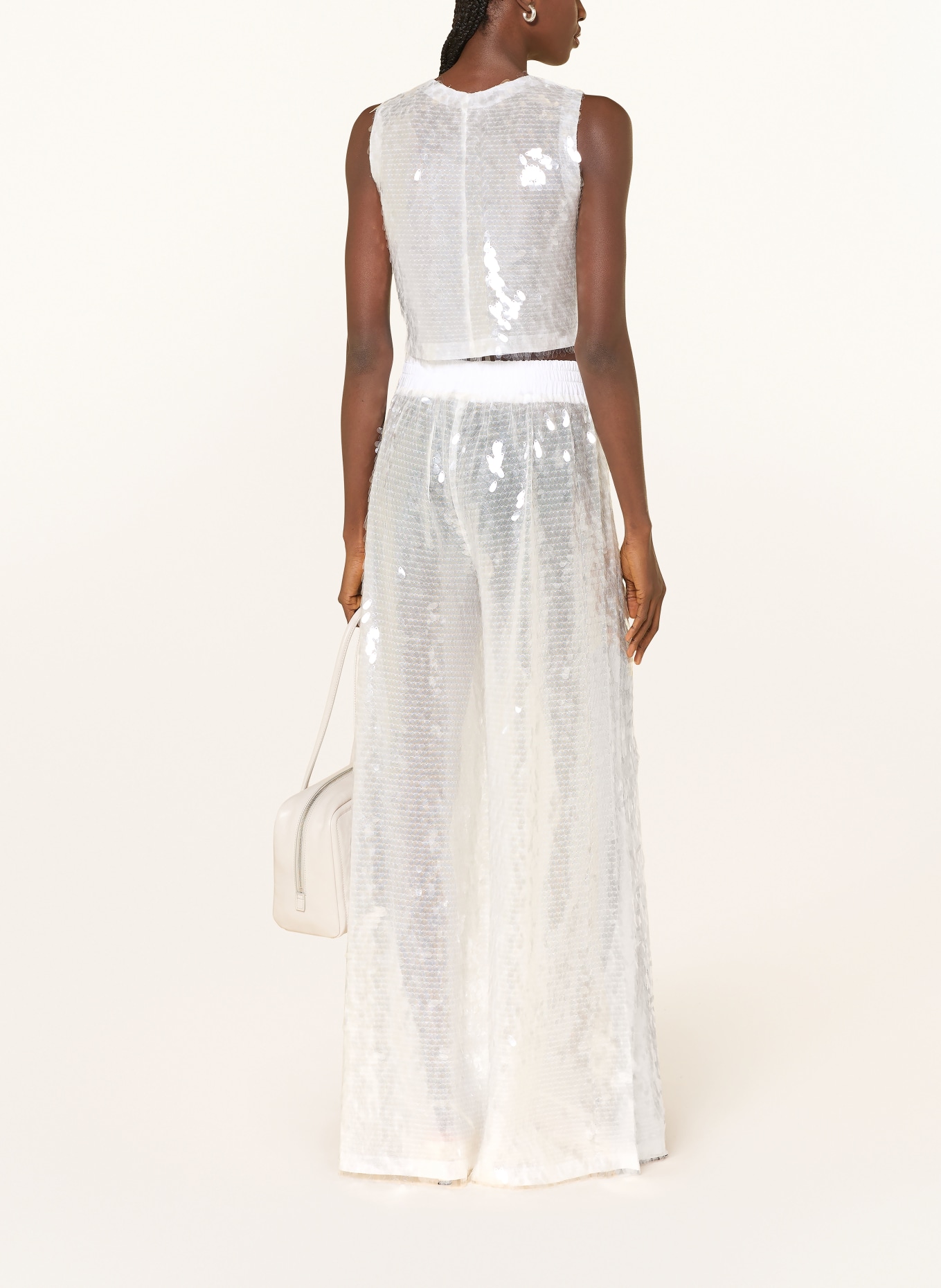 NORMA KAMALI Hose mit Pailletten: WEISS