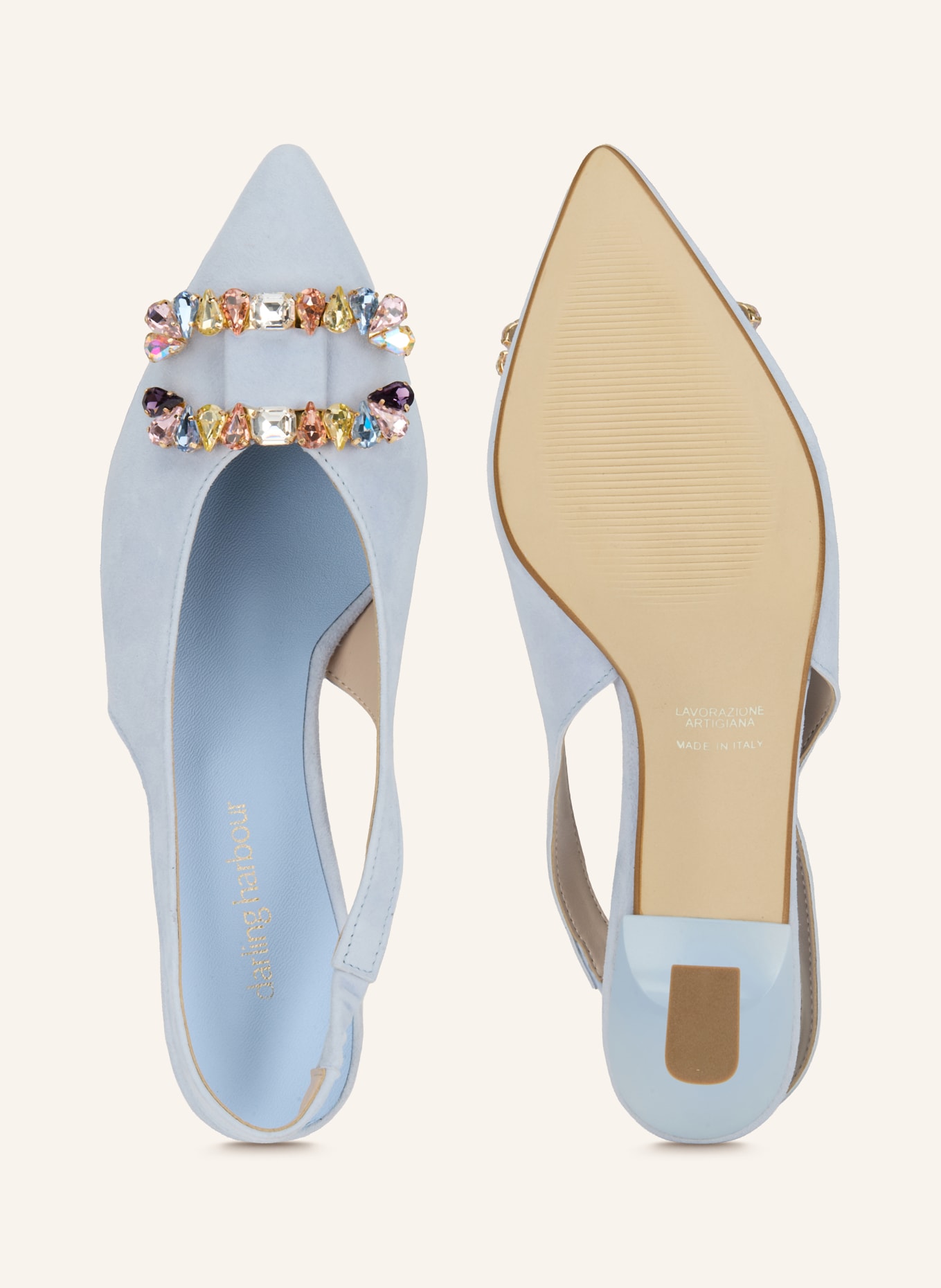 darling harbour Sling pumps with gemstones: LIGHT BLUE