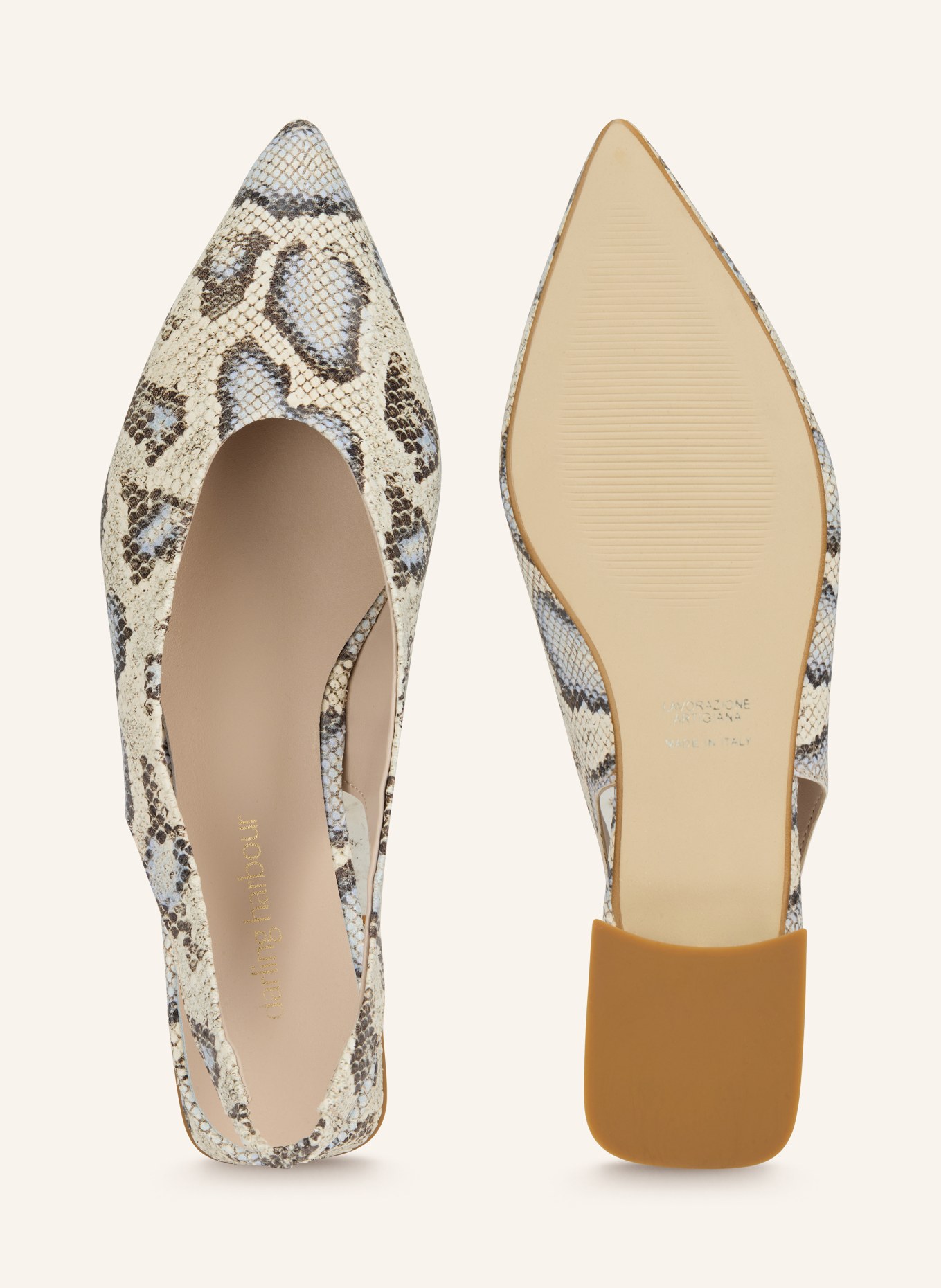 darling harbour sling ballerinas: CREAM / LIGHT BLUE / BLACK